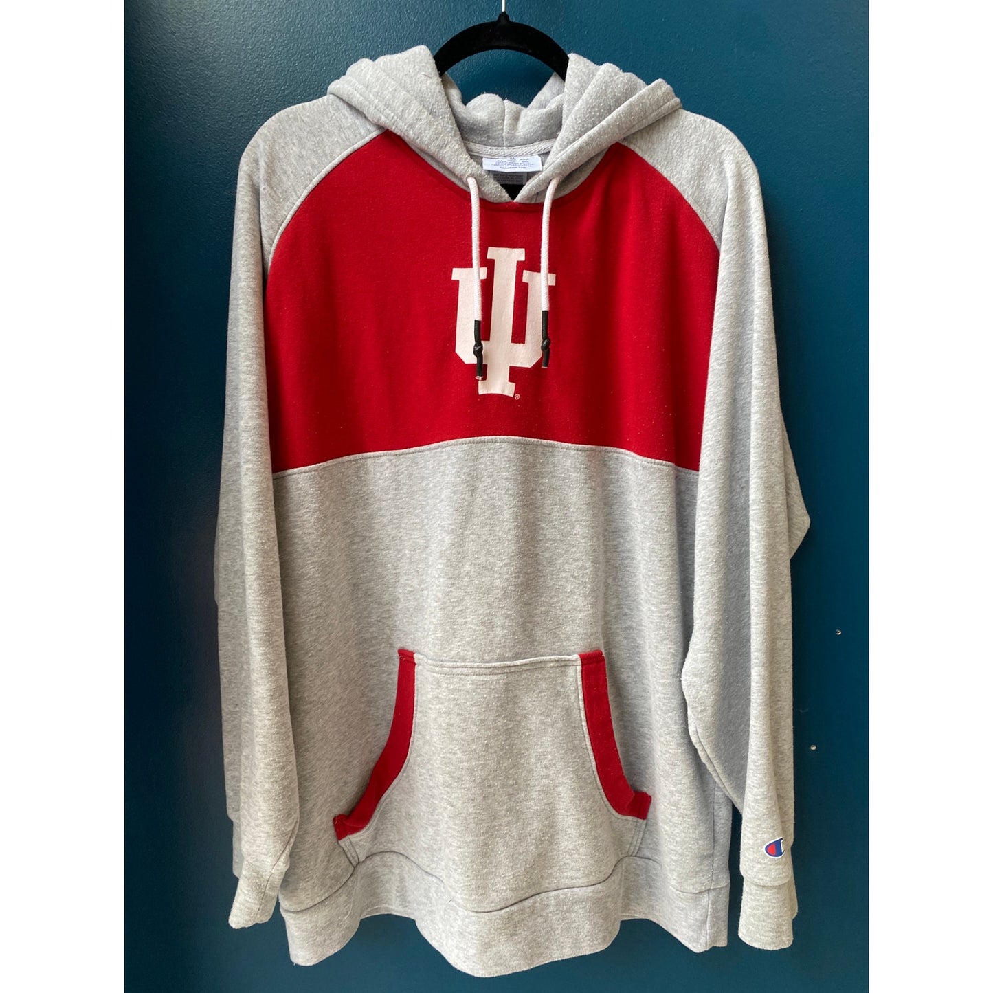 CHAMPION Y2K Indiana Hoosiers Hoodie Grey Pullover Drawstring Men's Size XL