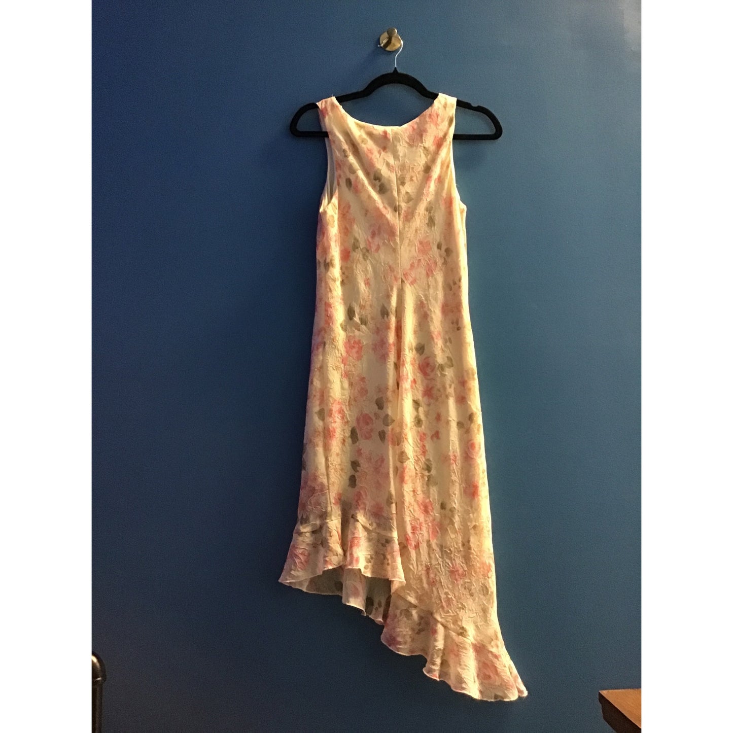 90's Y2k Yellow White Pink Floral Asymmetric Dress Sleeveless Women's Size XS/S