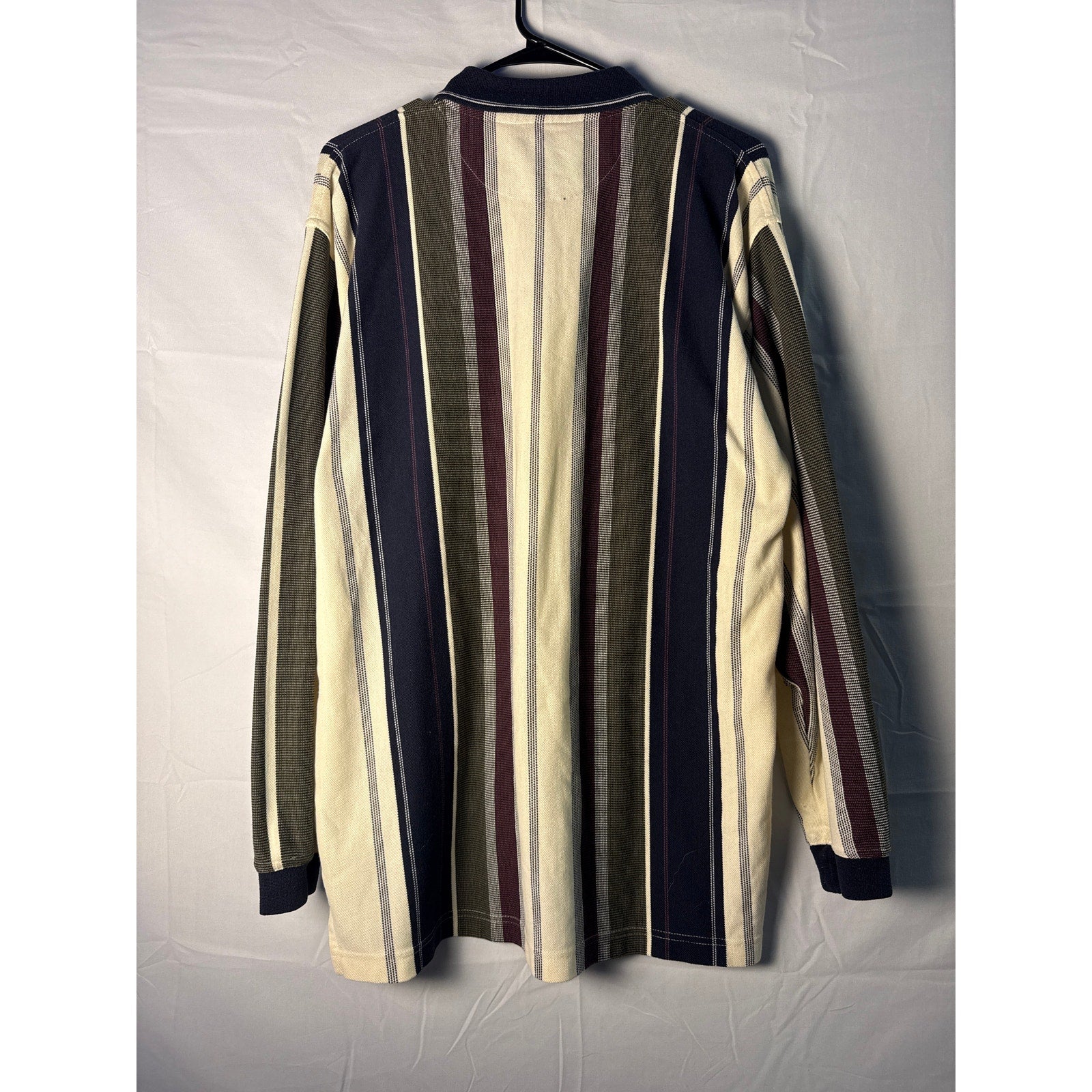 Knights of Round Table Multi Striped Polo-Rugby Shirt Long Sleeve Men's Large