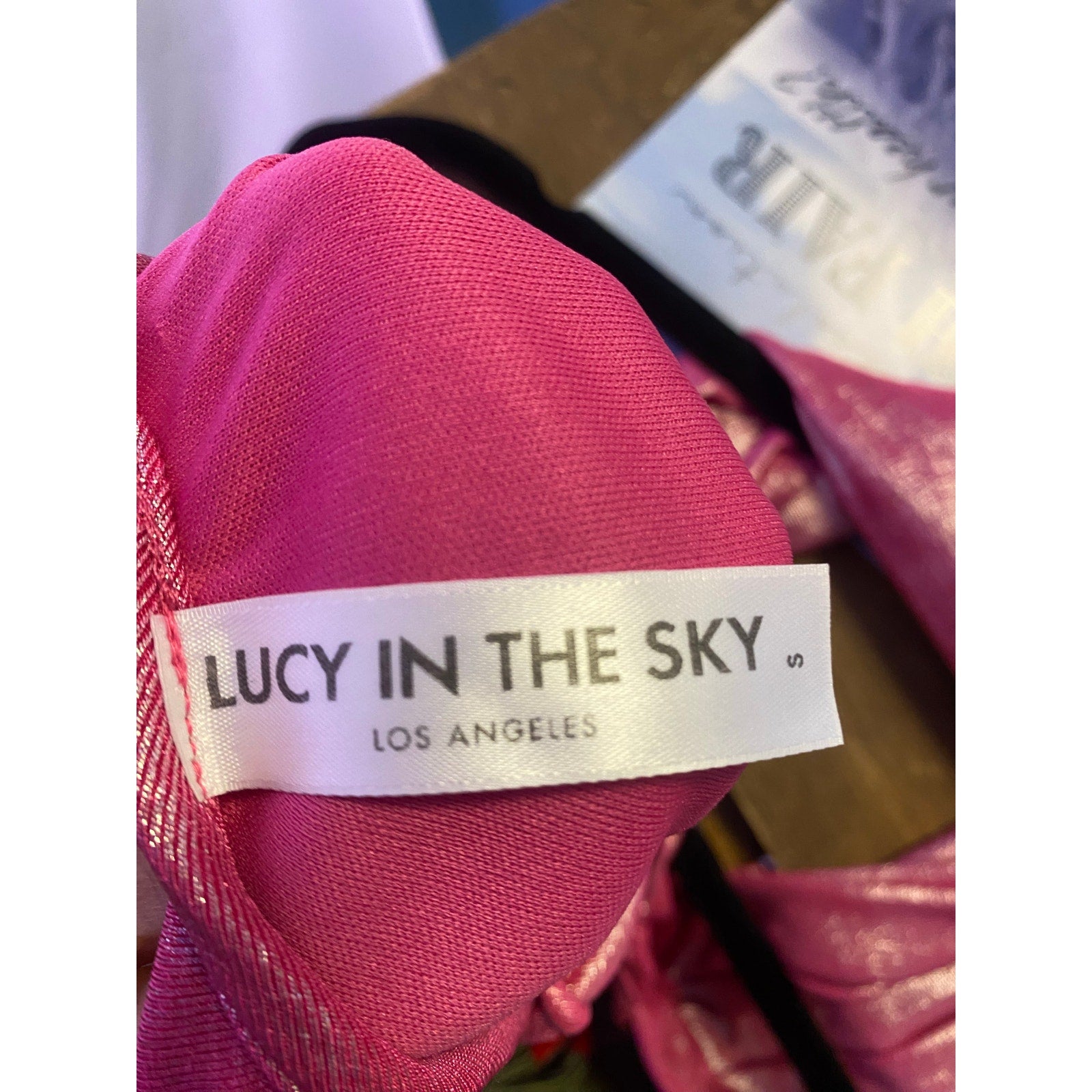 Lucy in the Sky Metallic Hot Pink Halter Dress
