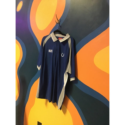 Vintage NFL Indianapolis Colts Blue White Gray Polo Shirt Mens Size XL NWT