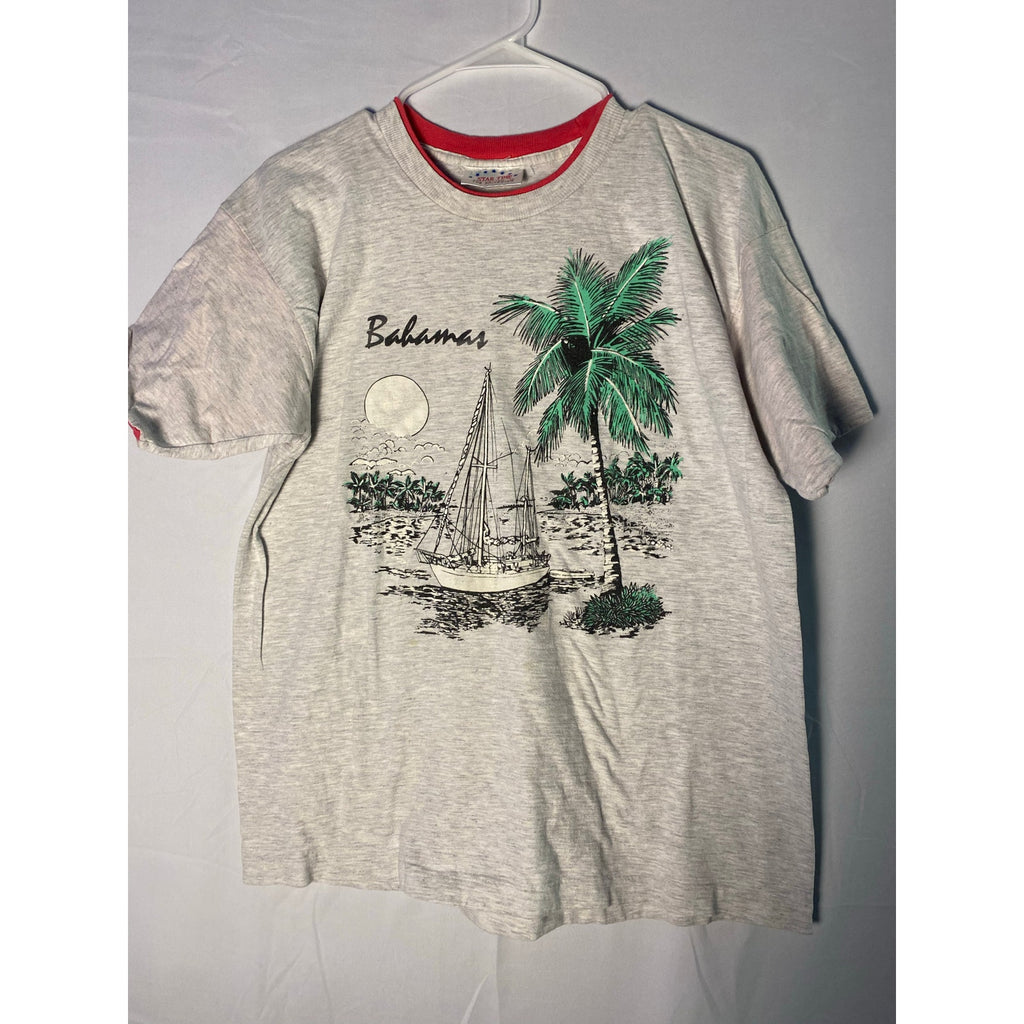 Star Time The Bahamas Vacation Gray Red Double Lined Shirt Crewneck Mens Size XL
