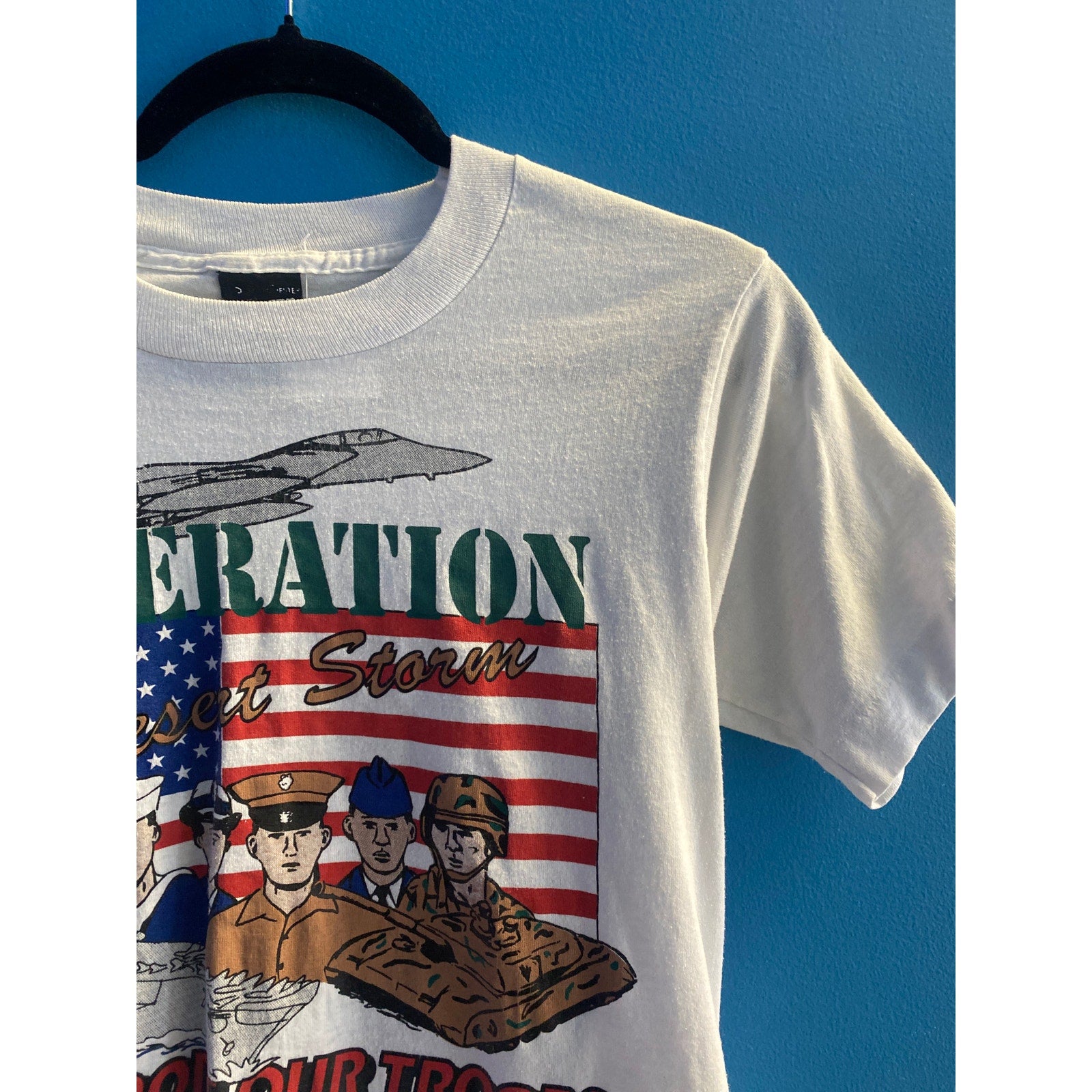 Vintage 90s Operation Desert Storm Support Our Troops White T-Shirt Men's Small