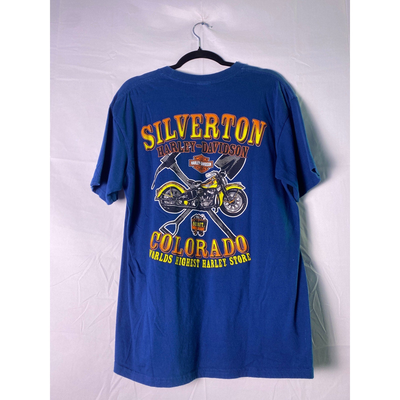 Harley Davidson Silverton, Colorado Worlds Highest Harley Store Blue Shirt Large