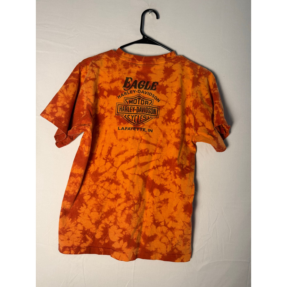 Harley Davidson Lafayette, Indiana Orange Tie Dye T-shirt Men's Size Medium
