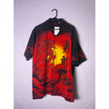 Vintage Y2k Anime Dragon Tribal Camp Button Up Shirt Short Sleeve Men's Large