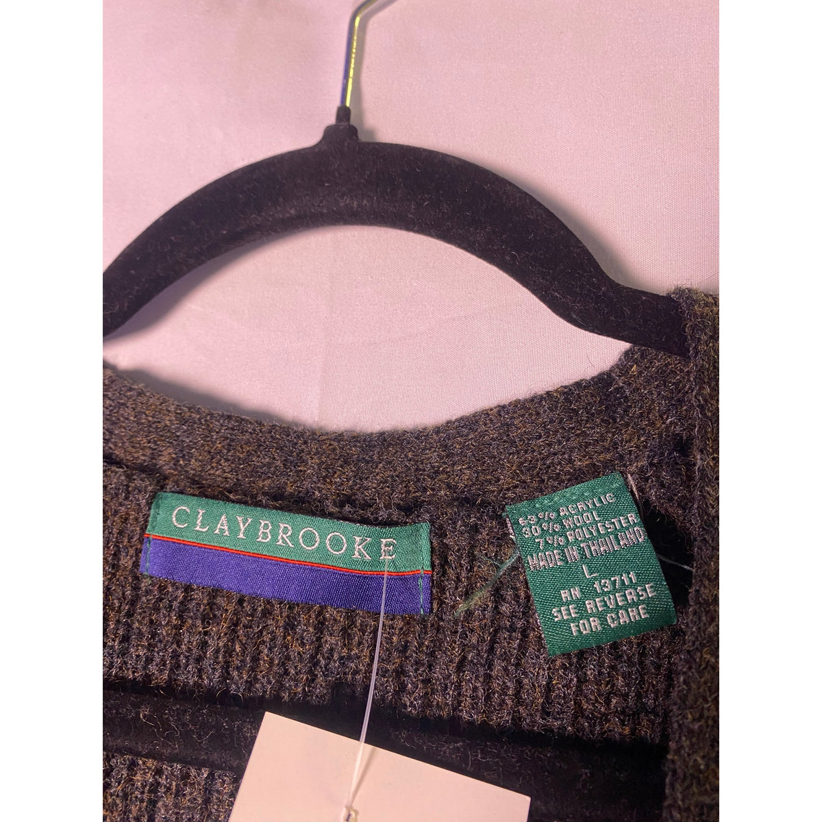 Claybrooke Brown Vest Wool Blend V-Neck Golf Grandpa Sweater Men's Size Large