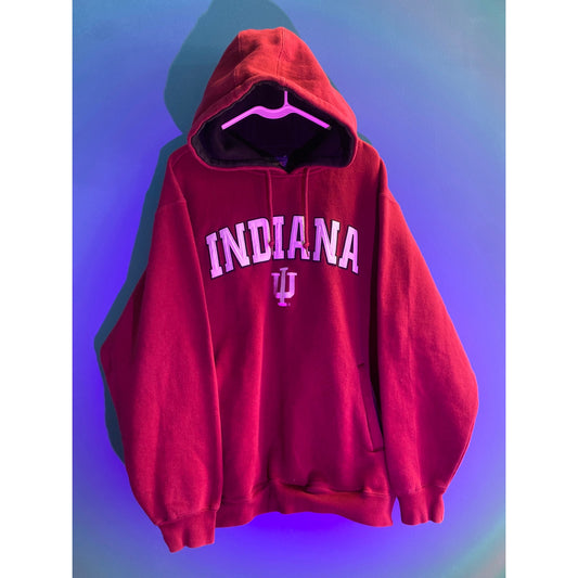 Y2K Champs IU INDIANA University Embroidered Pullover Hoodie Sweatshirt Mens 2XL