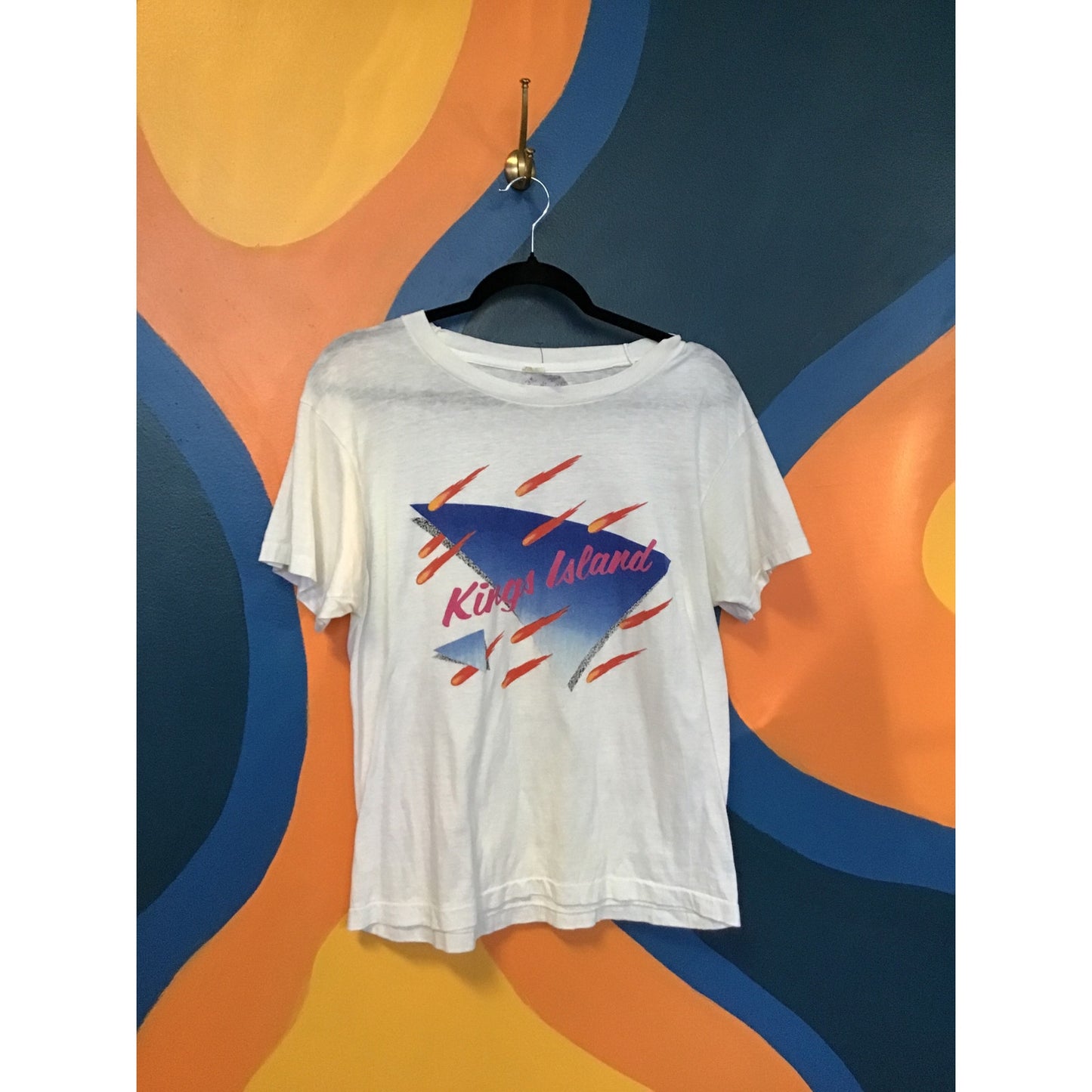 80s Vintage Screen Stars Kings Island White Graphic T-Shirt Womens Size Medium