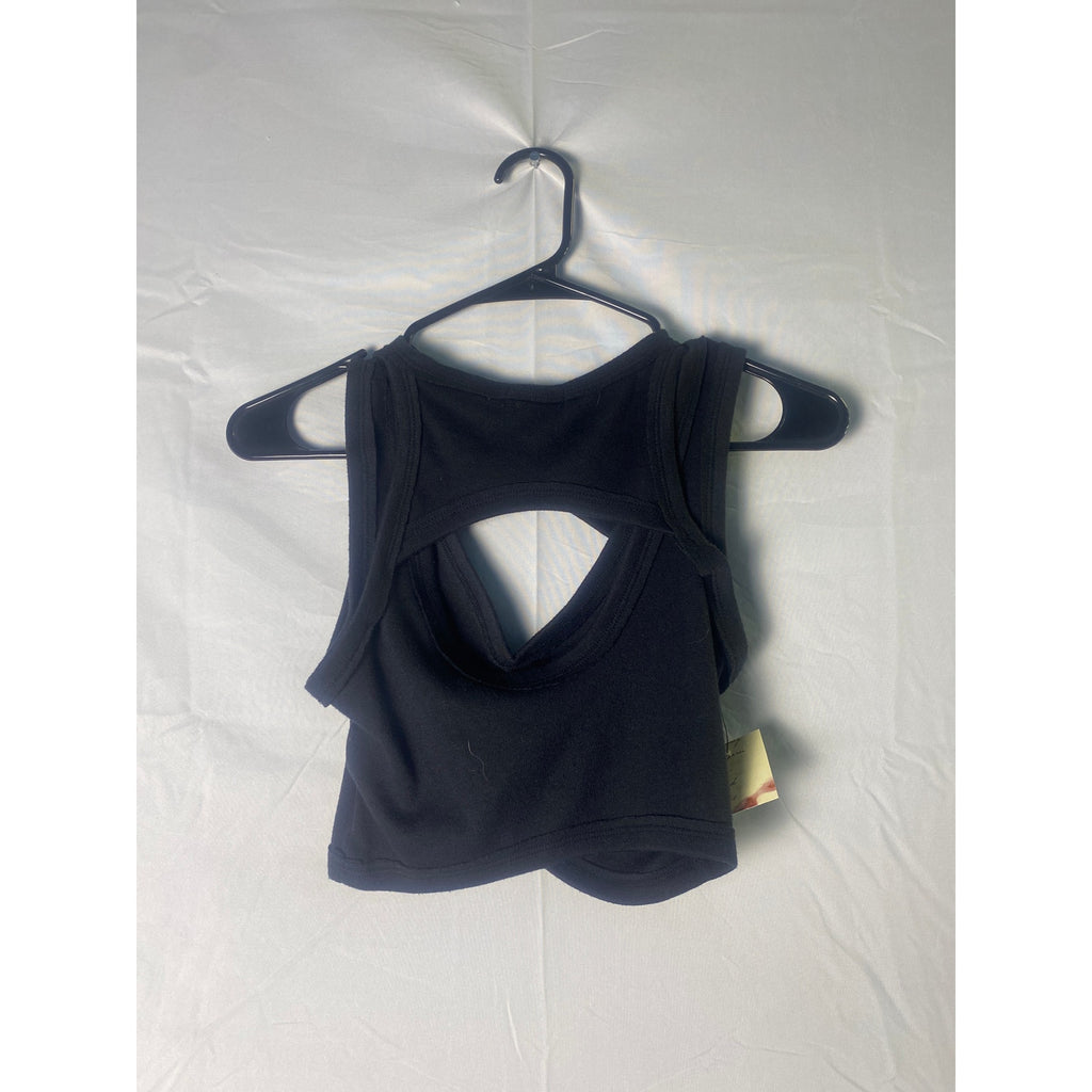Urban Outfitters Black Cold Shoulder Cut-Out Knit Crop Top Women's Size Medium