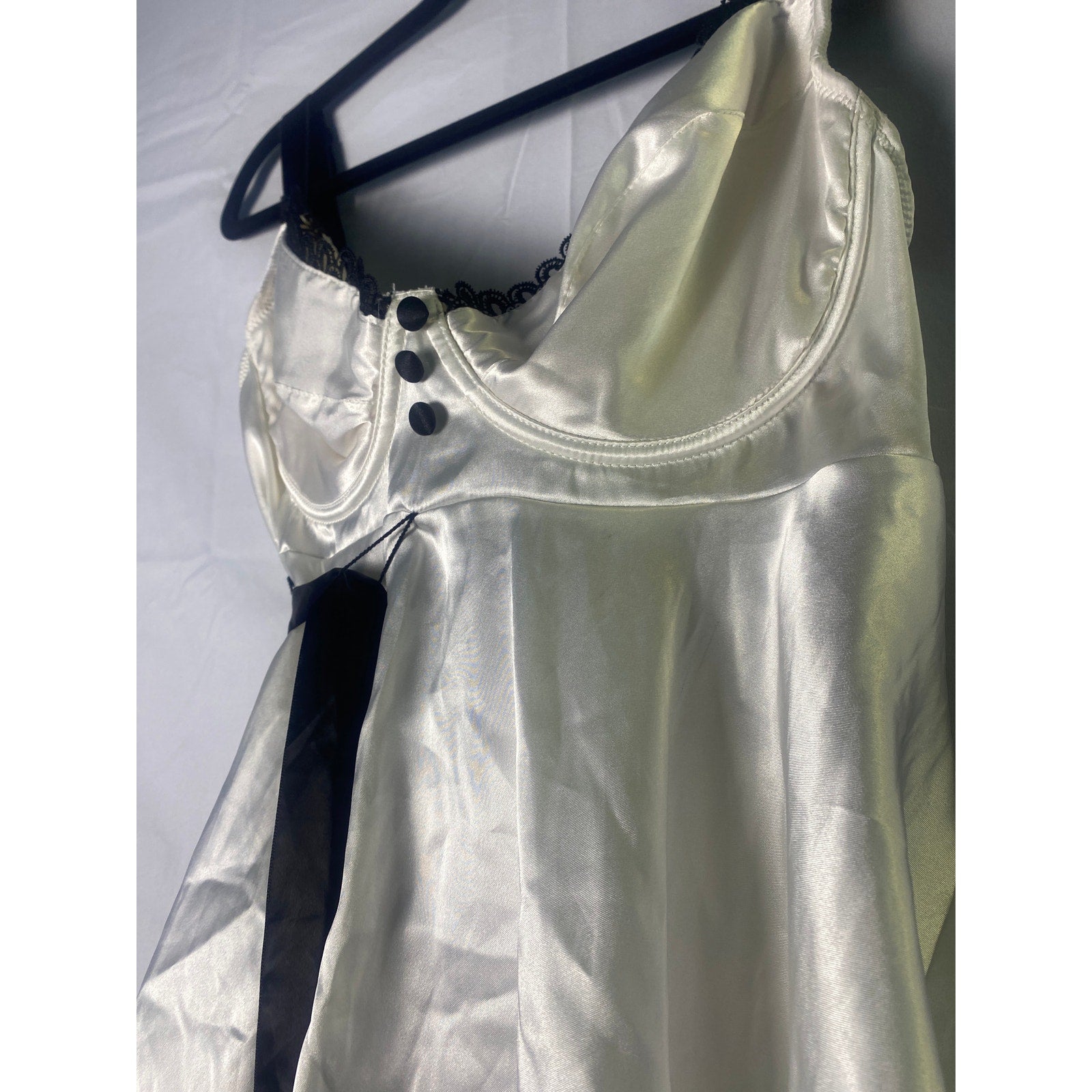 Vintage Intimate Attitudes Tie Waist White/Black Lingerie Top Plus Size 1X