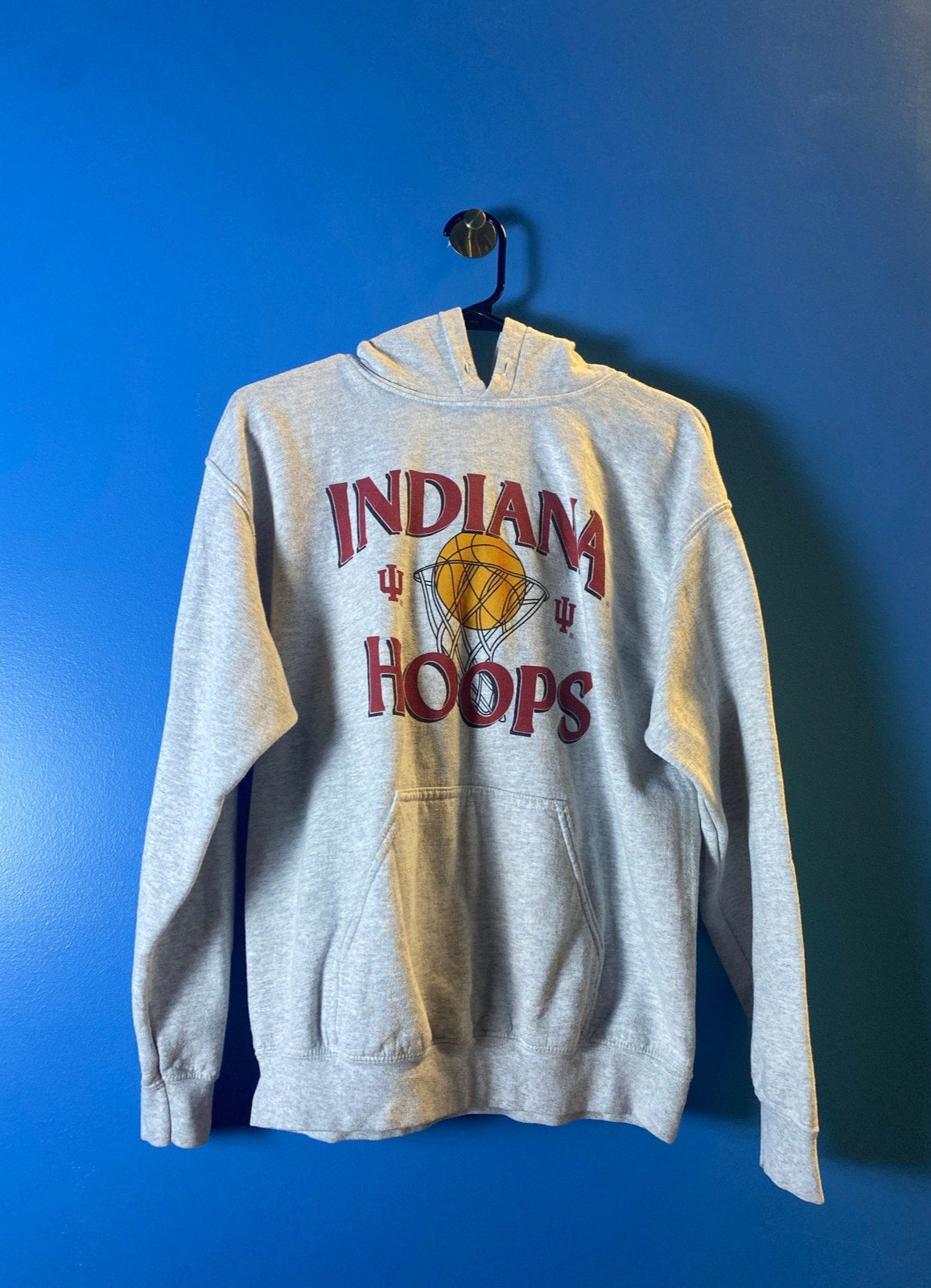 IU INDIANA Basketball HOOPS Gray Hoodie Pullover Men's Size Medium