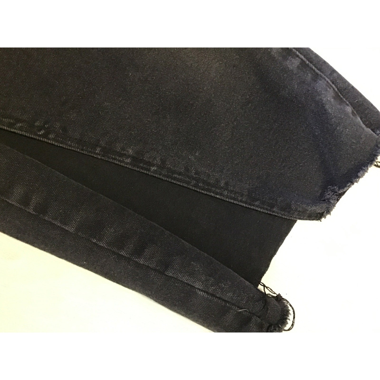 Ashley Stewart Black Flare Jeans Rhinestone Trim Split Left Hem Womens Size 26