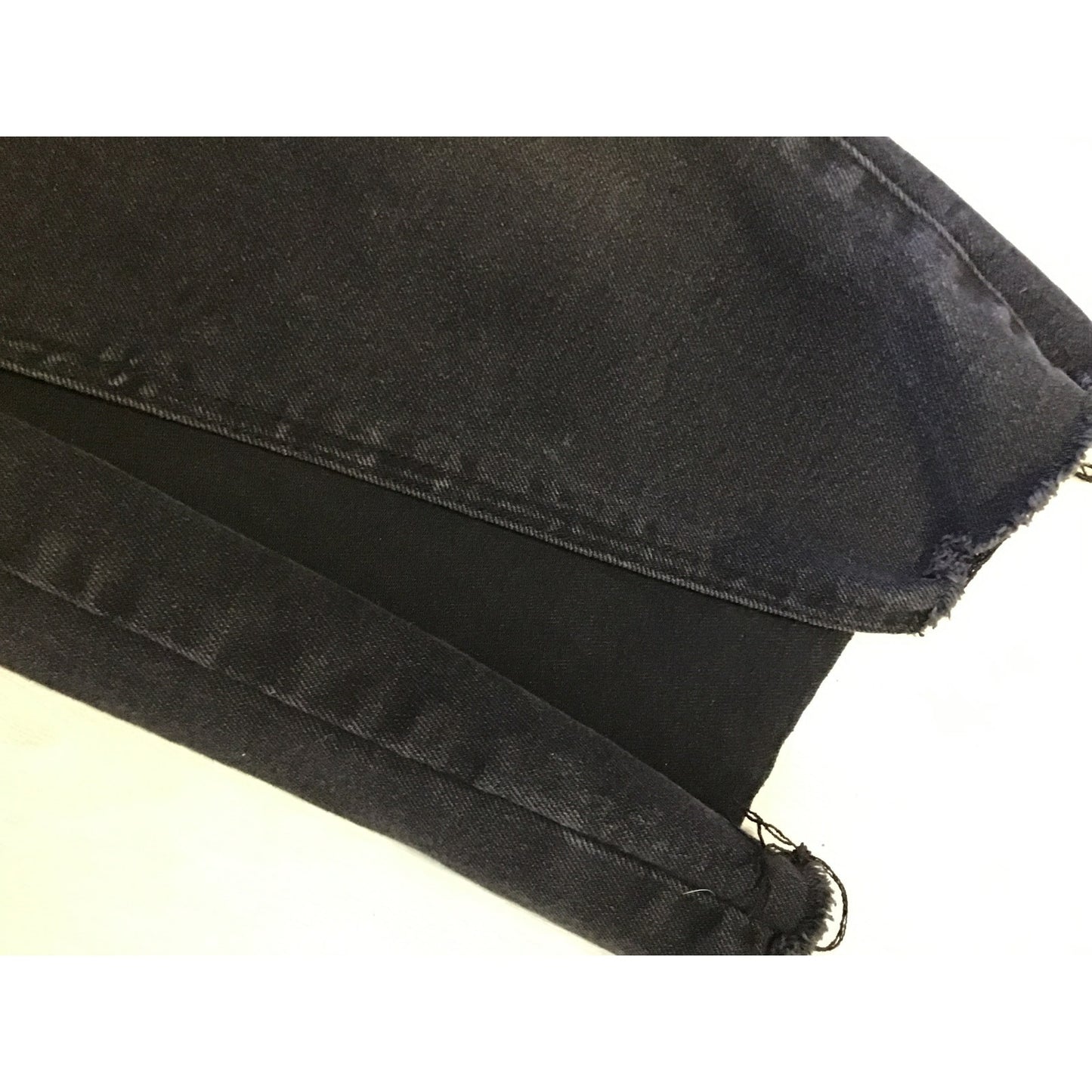 Ashley Stewart Black Flare Jeans Rhinestone Trim Split Left Hem Womens Size 26
