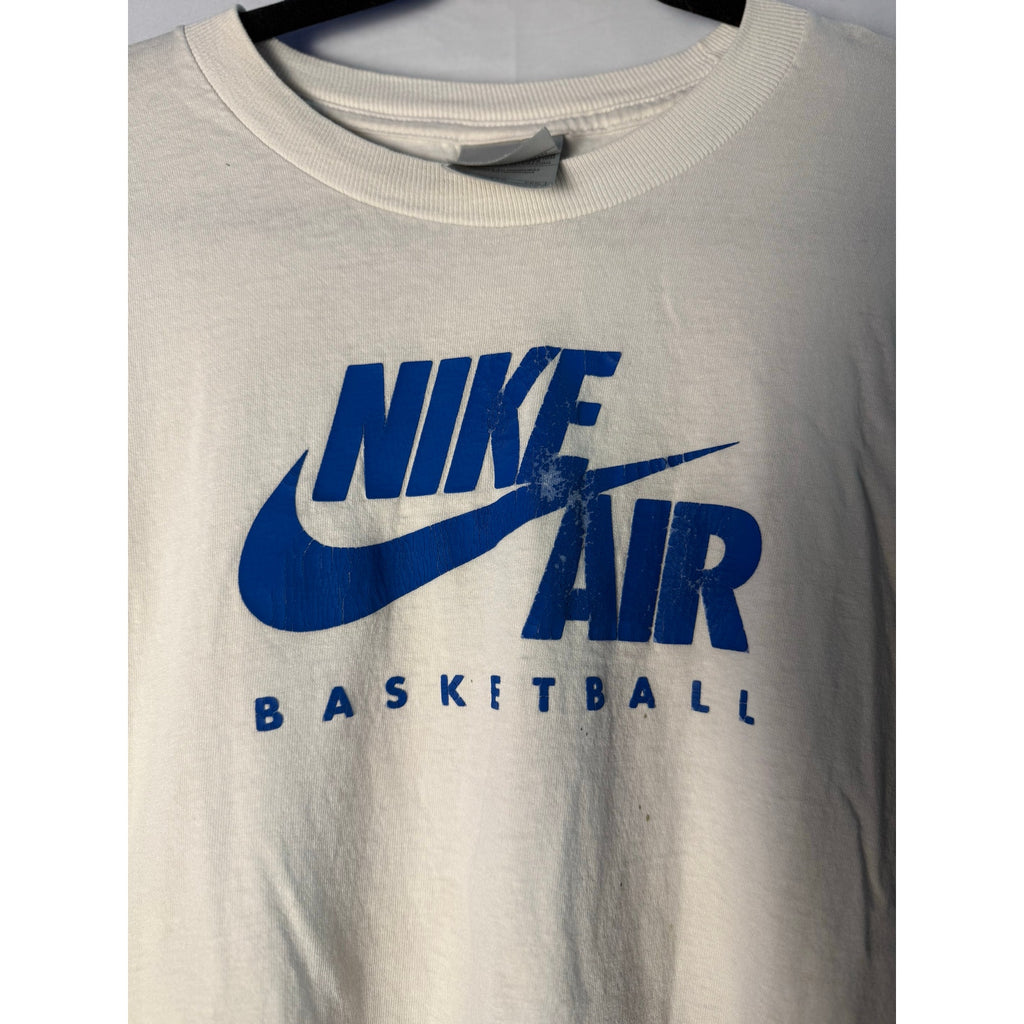 Nike Air Basketball Blue Graphic Print White T-shirt Crewneck Men's Size XXL