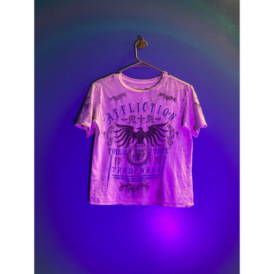 Vintage Y2K Affliction Tried True Trademark White T-Shirt Women's Size Small