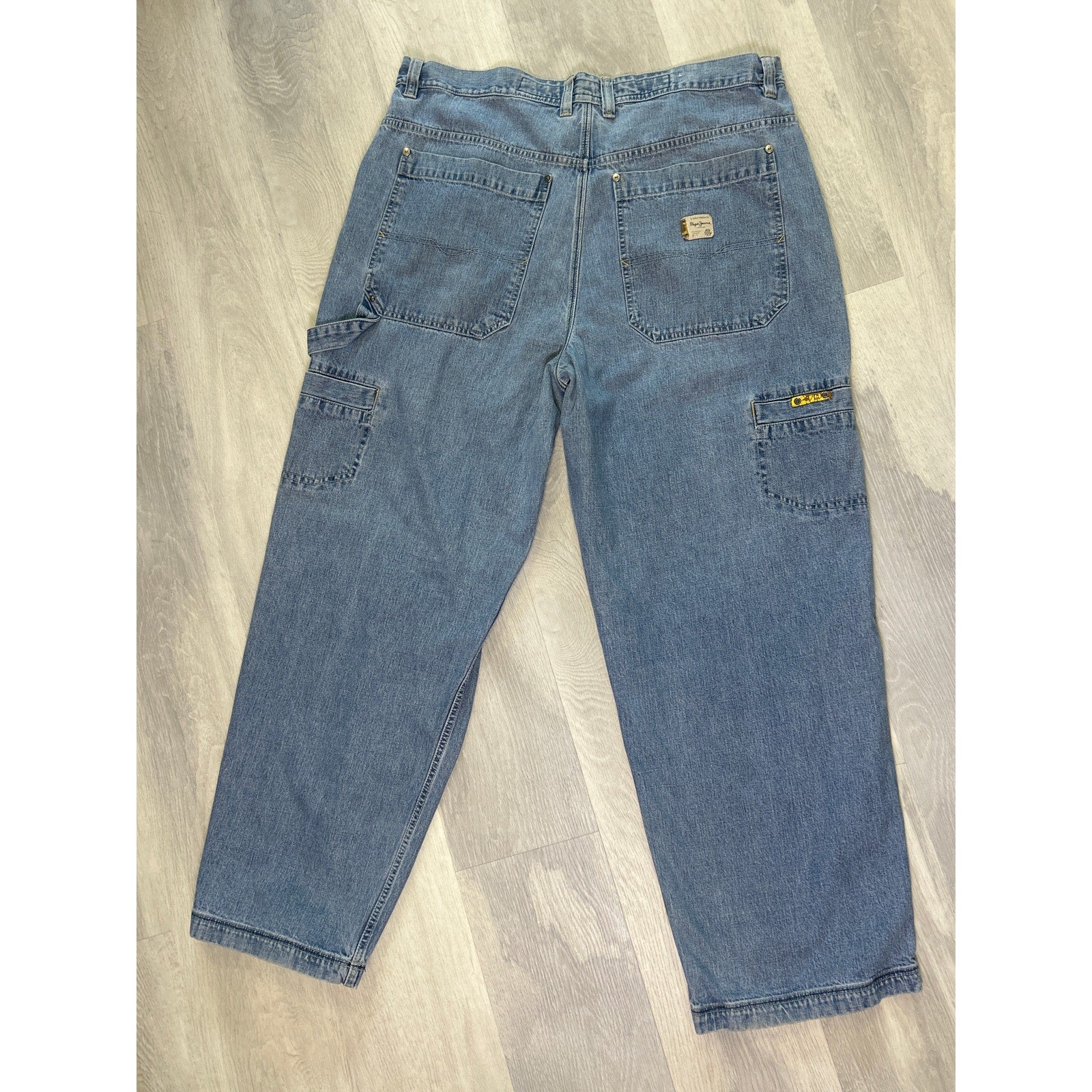 Pepe Jeans Blue Denim Medium Wash Carpenter Jeans Side Pockets Men's Size 40x33
