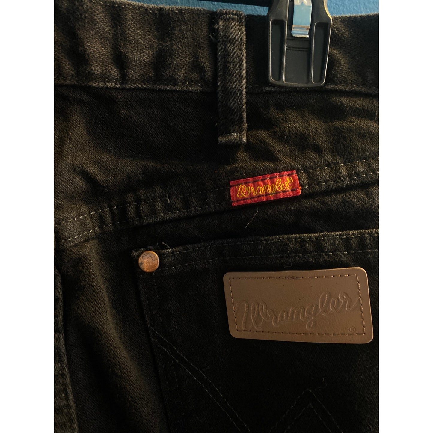Wrangler A001 Brown Straight Leg Dark Wash Black Denim Modern Pants 15x32