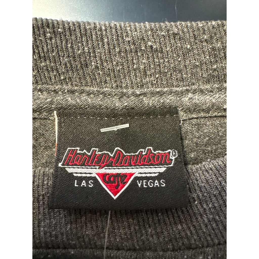 Harley Davidson Cafe Las Vegas Equipment Live Hard Ride Easy Graphic Print Shirt Long Sleeve Size Large