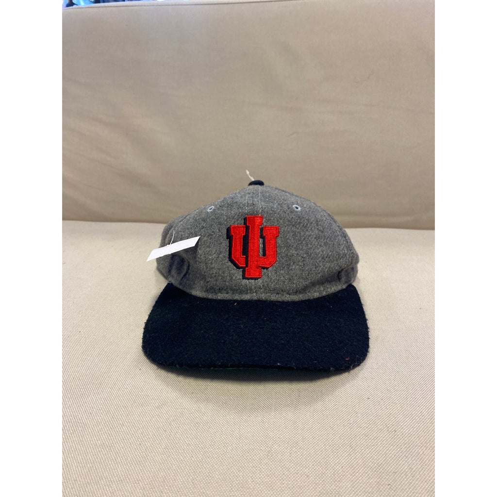 Indiana University IU Adjustable Snapback Logo Hoosiers Gray Black Hat Cap Wool