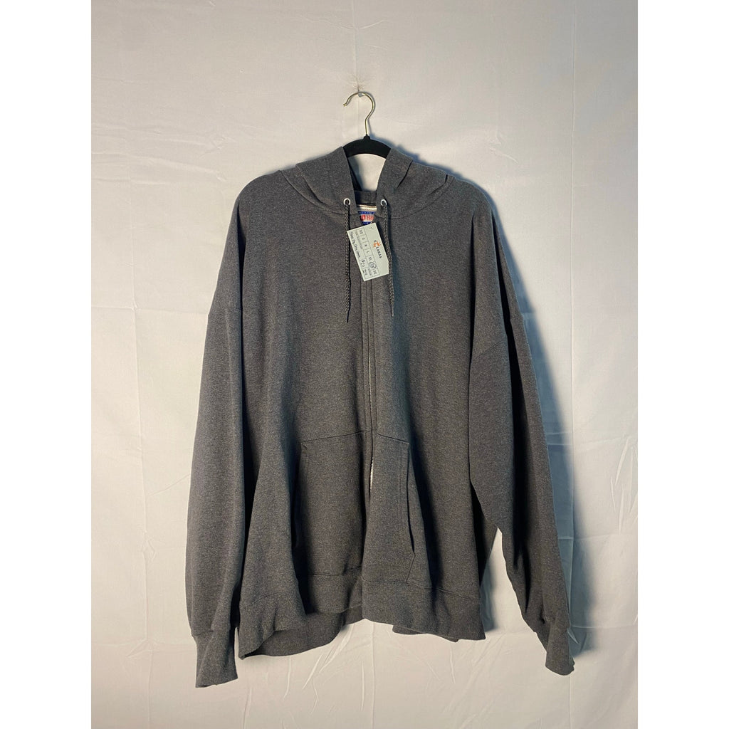 Vintage Hanes Gray Full Zip Hoodie Sweatshirt Front Pocket Men's Size 2XL