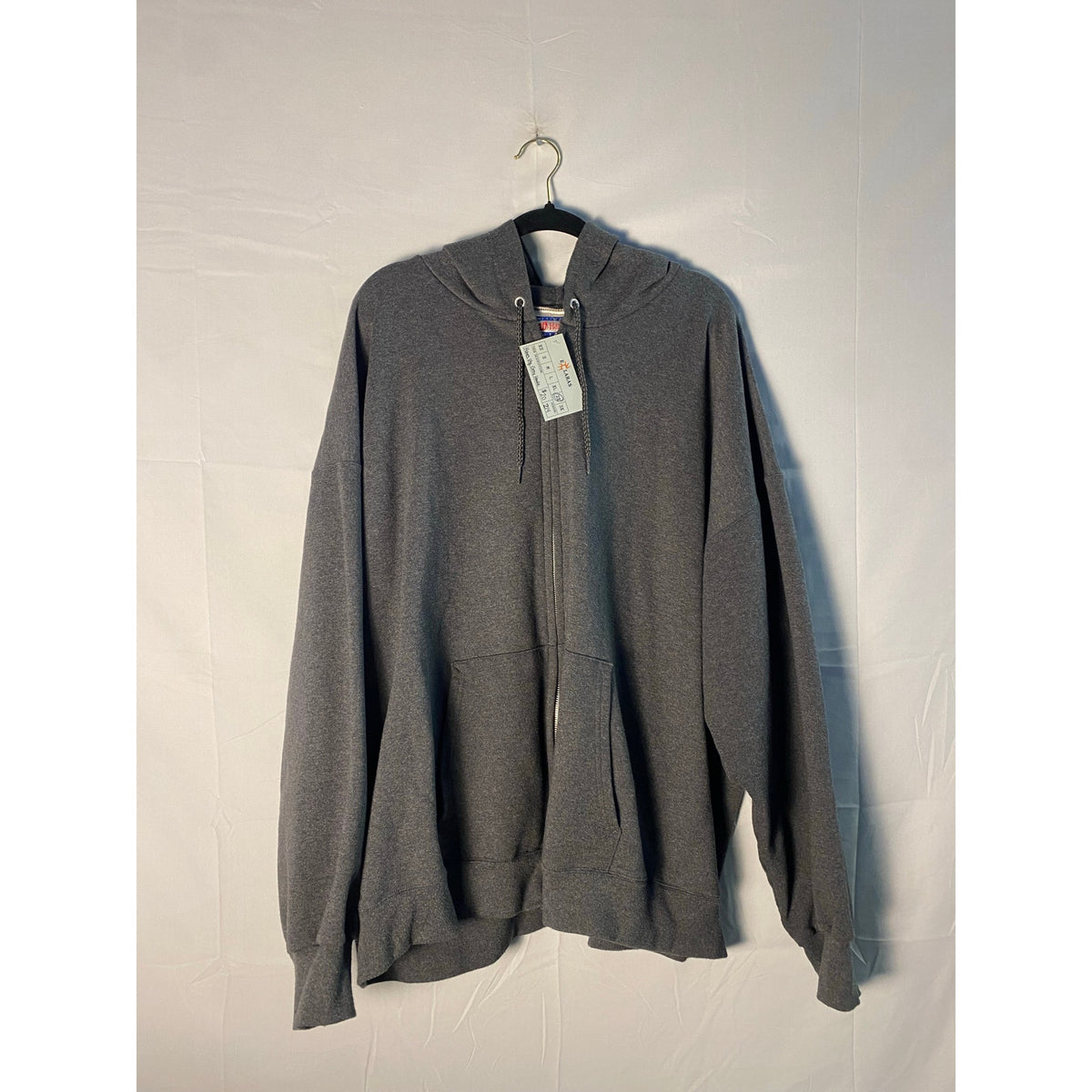 Vintage Hanes Gray Full Zip Hoodie Sweatshirt Front Pocket Men's Size 2XL