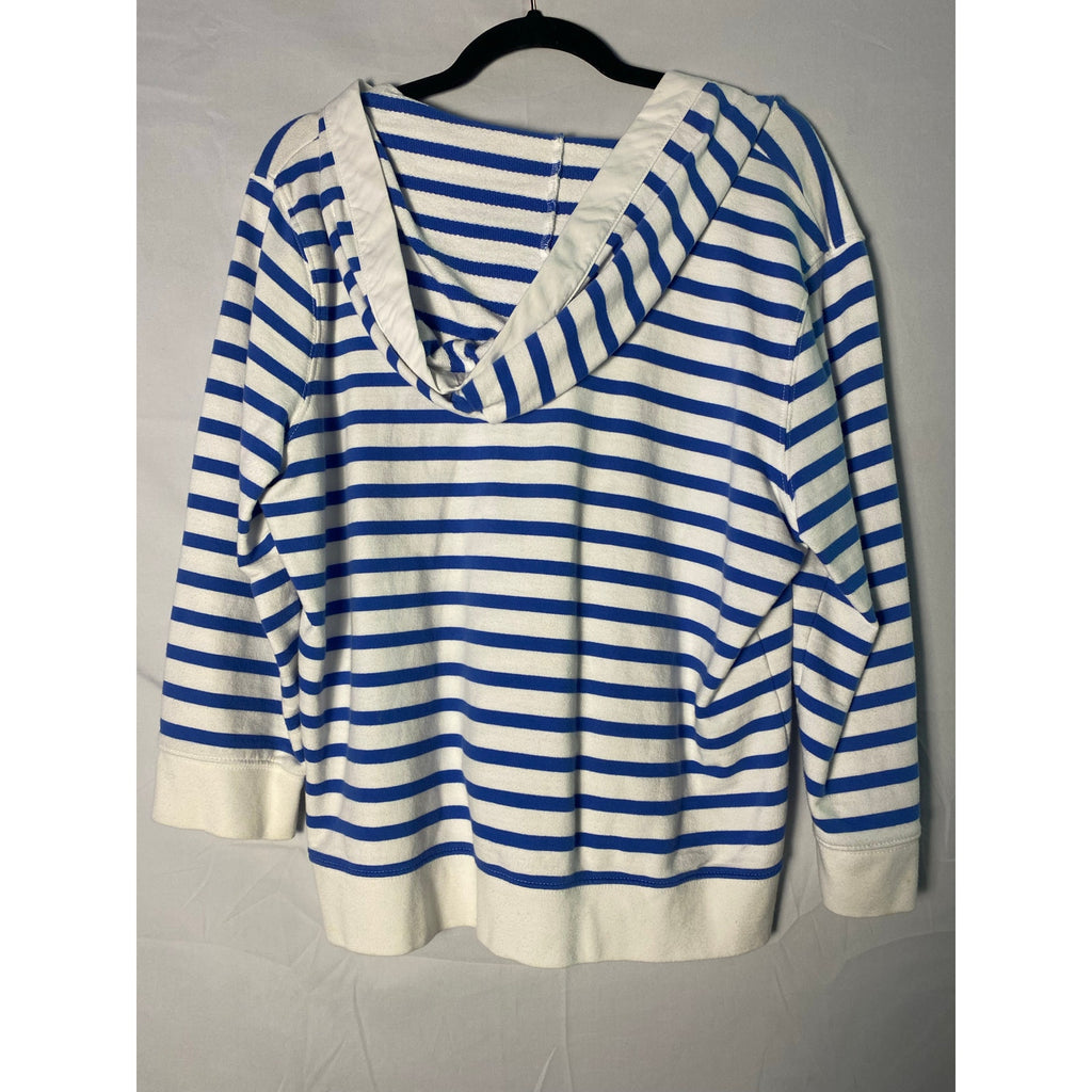 Chaps Blue+White Striped Sailor V-neck Hoodie w/Grommets
