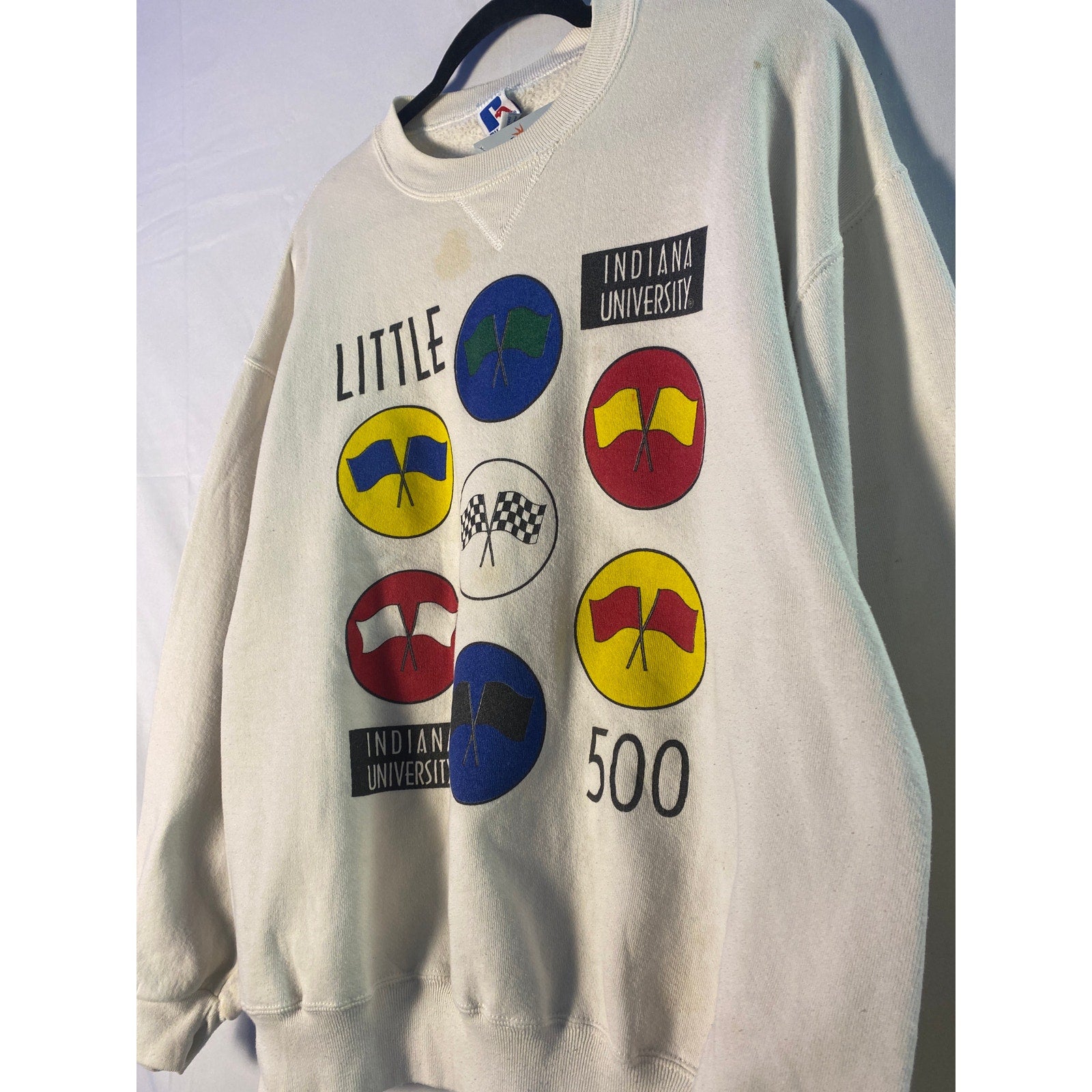 Vintage 90s Russel Athletics Little 500 Crewneck White Sweater Men's Size XL