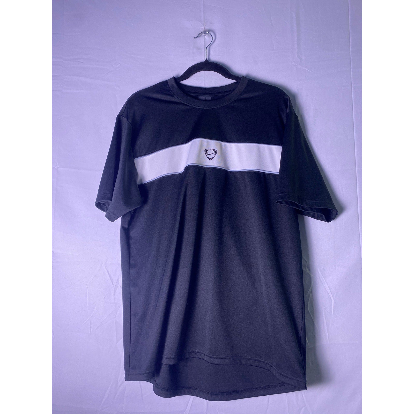 Y2K Nike Center Badge Black Tee Soccer Training Shirt Men's Size Medium