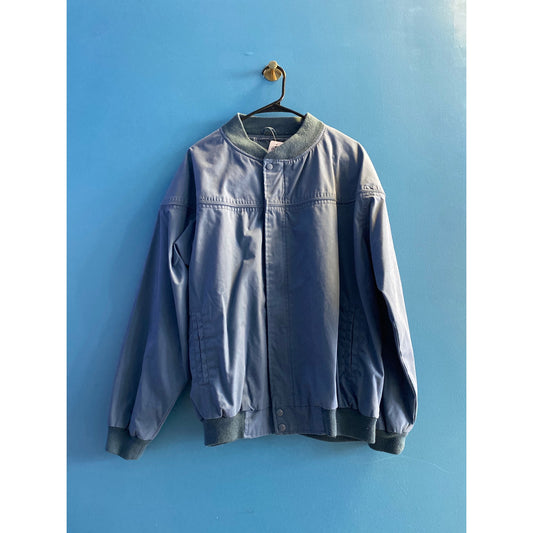 Vintage John Blair Light Blue Full Zip Long Sleeve Bomber Jacket Mens Size Large