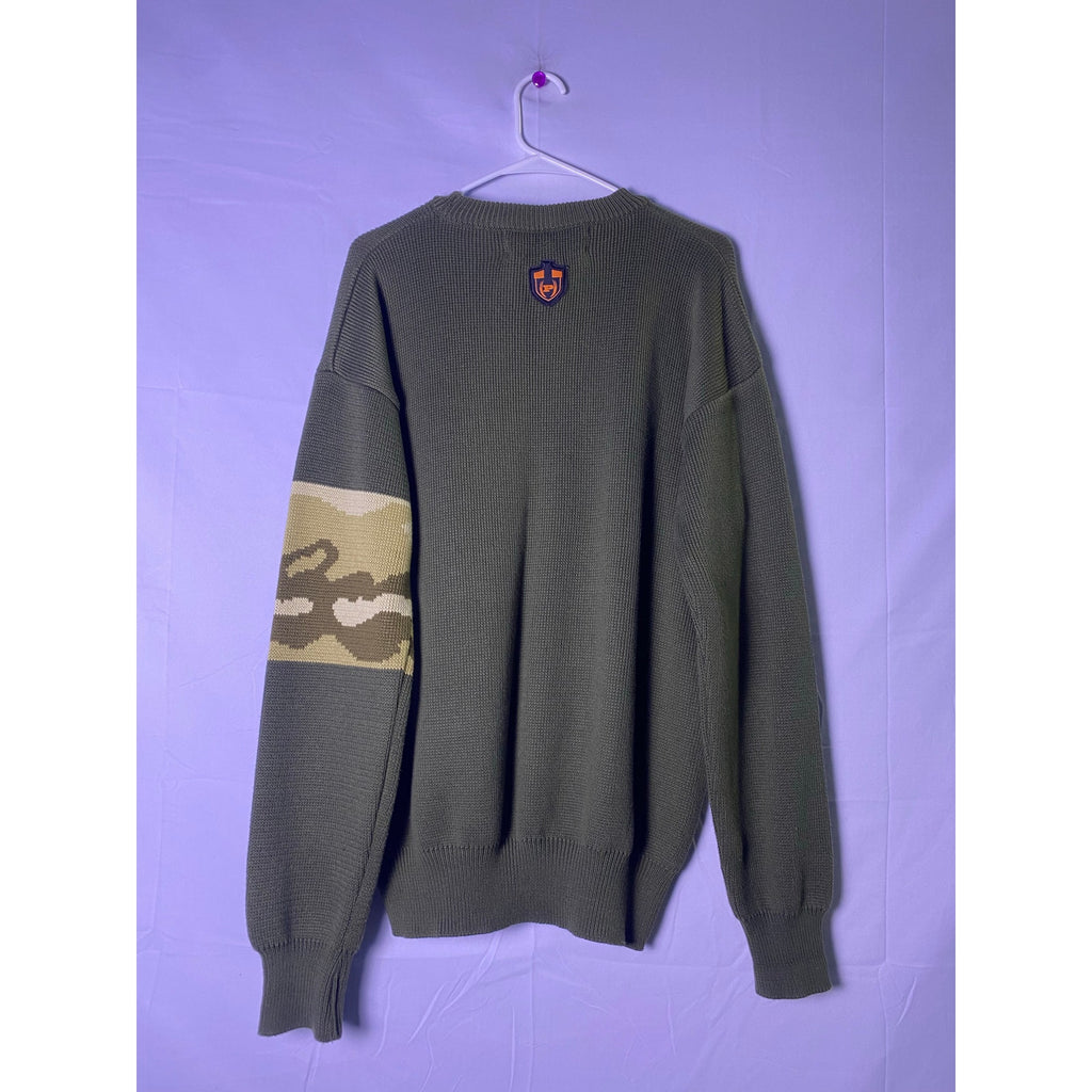 Vintage Phat Farm (SUG) Ribbed Knit Pullover Sweater Green Camouflage Arm Patch Size XL