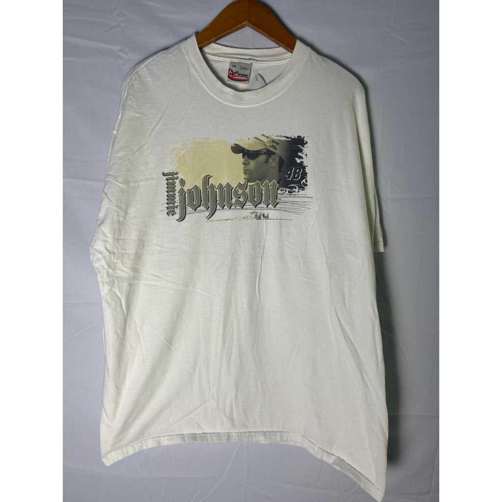 Chase Authentics Jimmie Johnson Nascar Print Tee Shirt White Men's Size 2XL