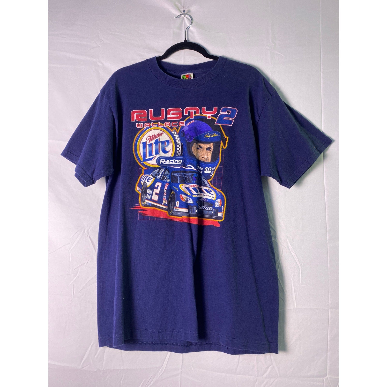 Fruit of the Loom Nascar #2 Rusty Wallace Blue Shirt Men's Size Large