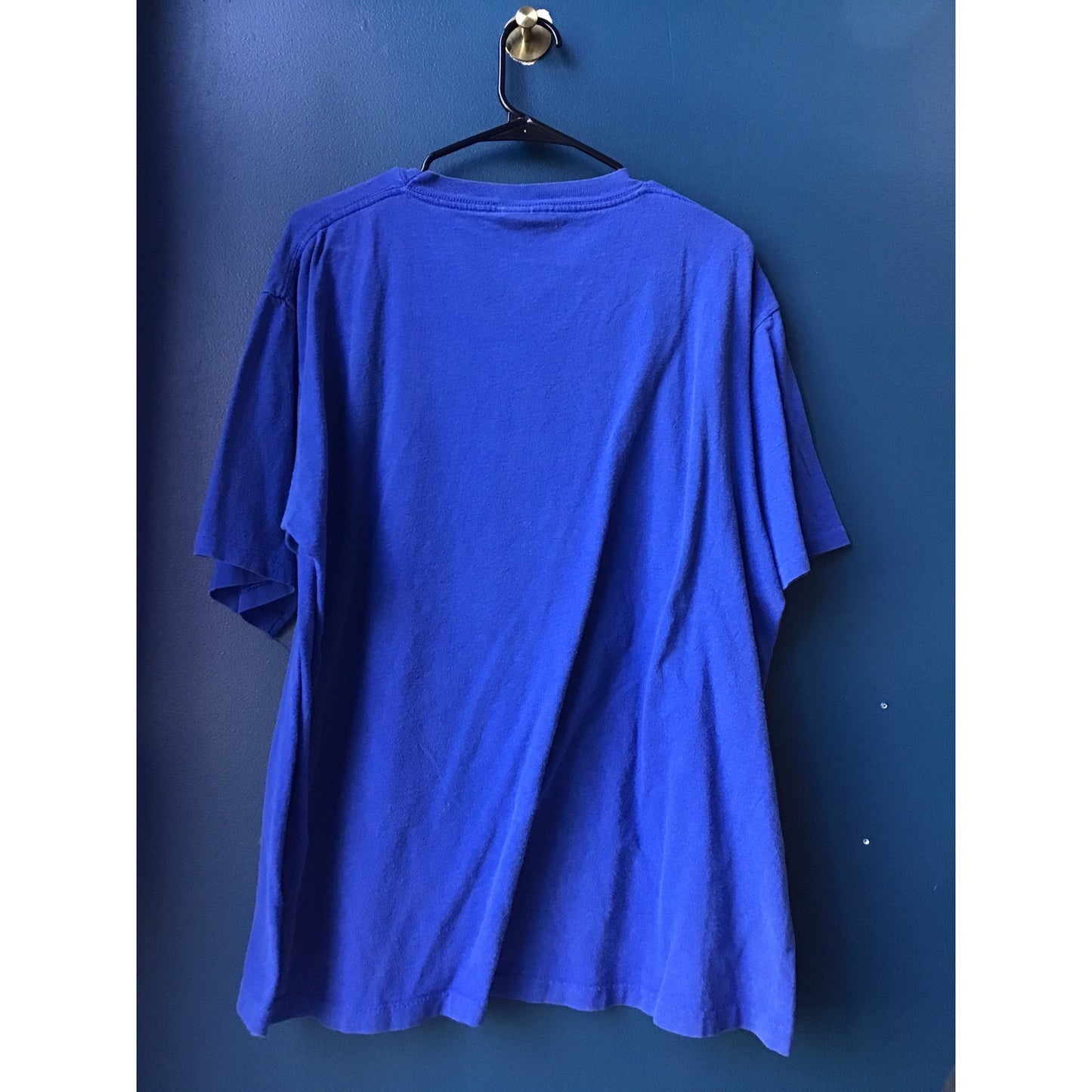 Warner Bros Superman Logo Print Blue Shirt Single Stitch Men's Size XL