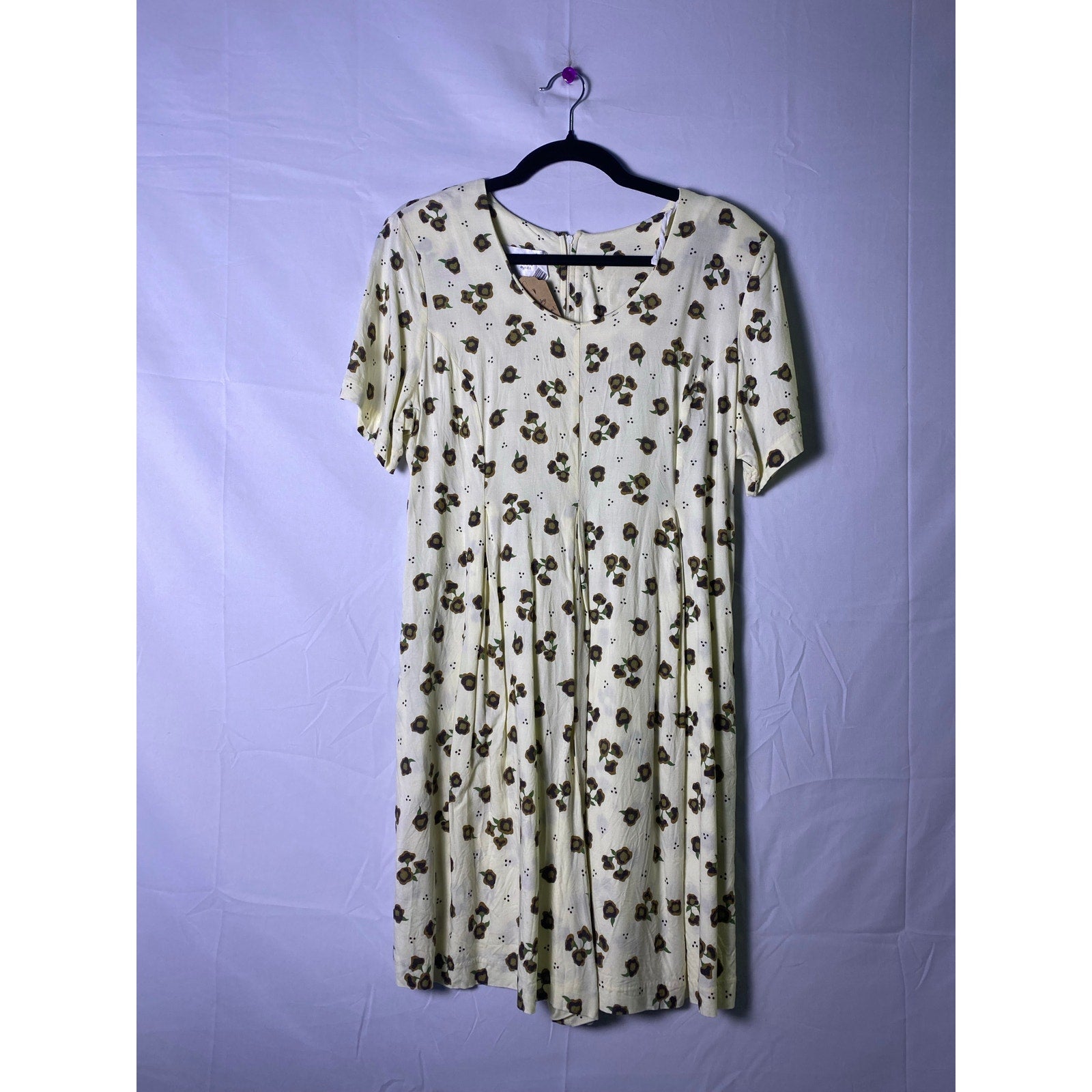 Vintage 90’s Liberty by I.C.I White Floral Babydoll Dress Back Zip Women's Large