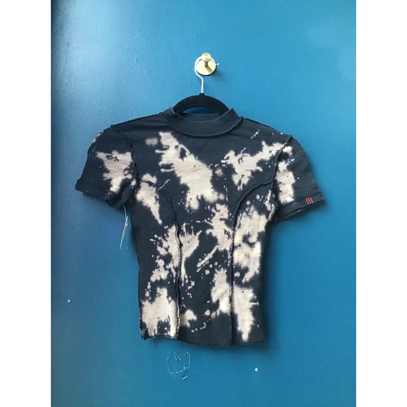 Urban Outfitters BDG Katie Seamed Baby Tee Black Mock Neck Knit Top Women's XS