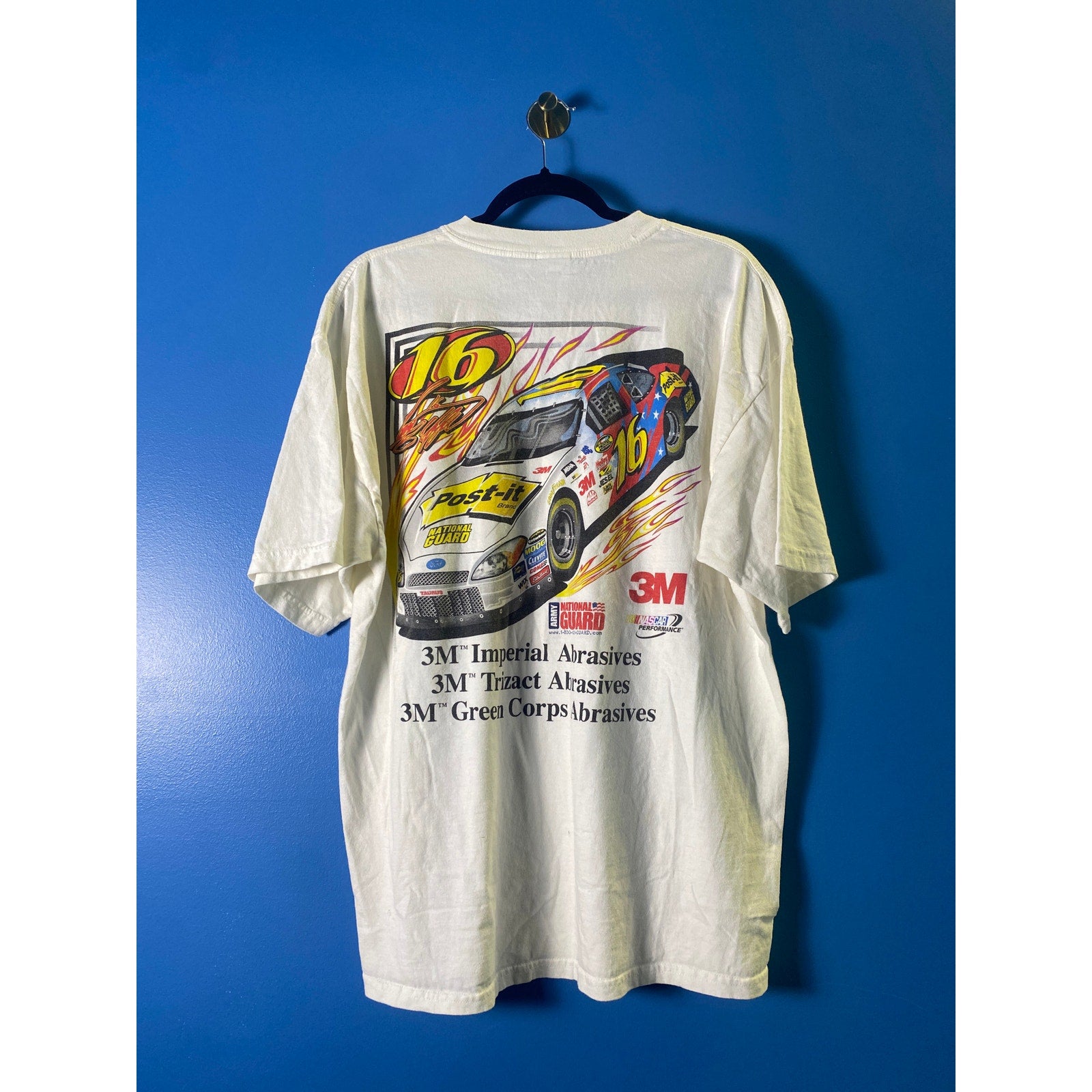 Gildan 3M Abrasives Nascar Performance Racing Car #16 T Shirt White Adult XL