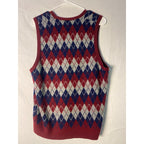 Vintage Royal Jeff Maroon Blue White Argyle Vest Sweater Pullover Men's Size XL