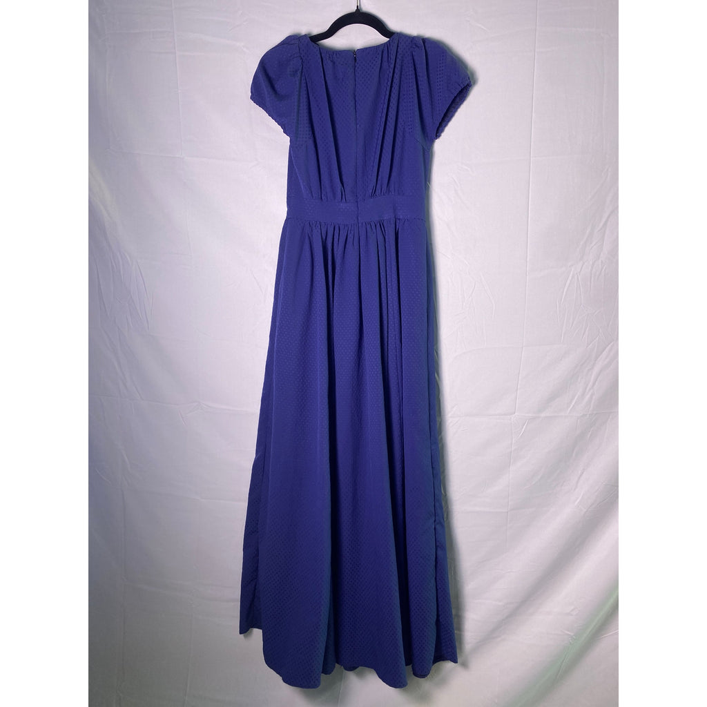 Vintage 60's Handmade Puff Sleeve Navy Blue Polka Dot Maxi Dress Women's L/XL