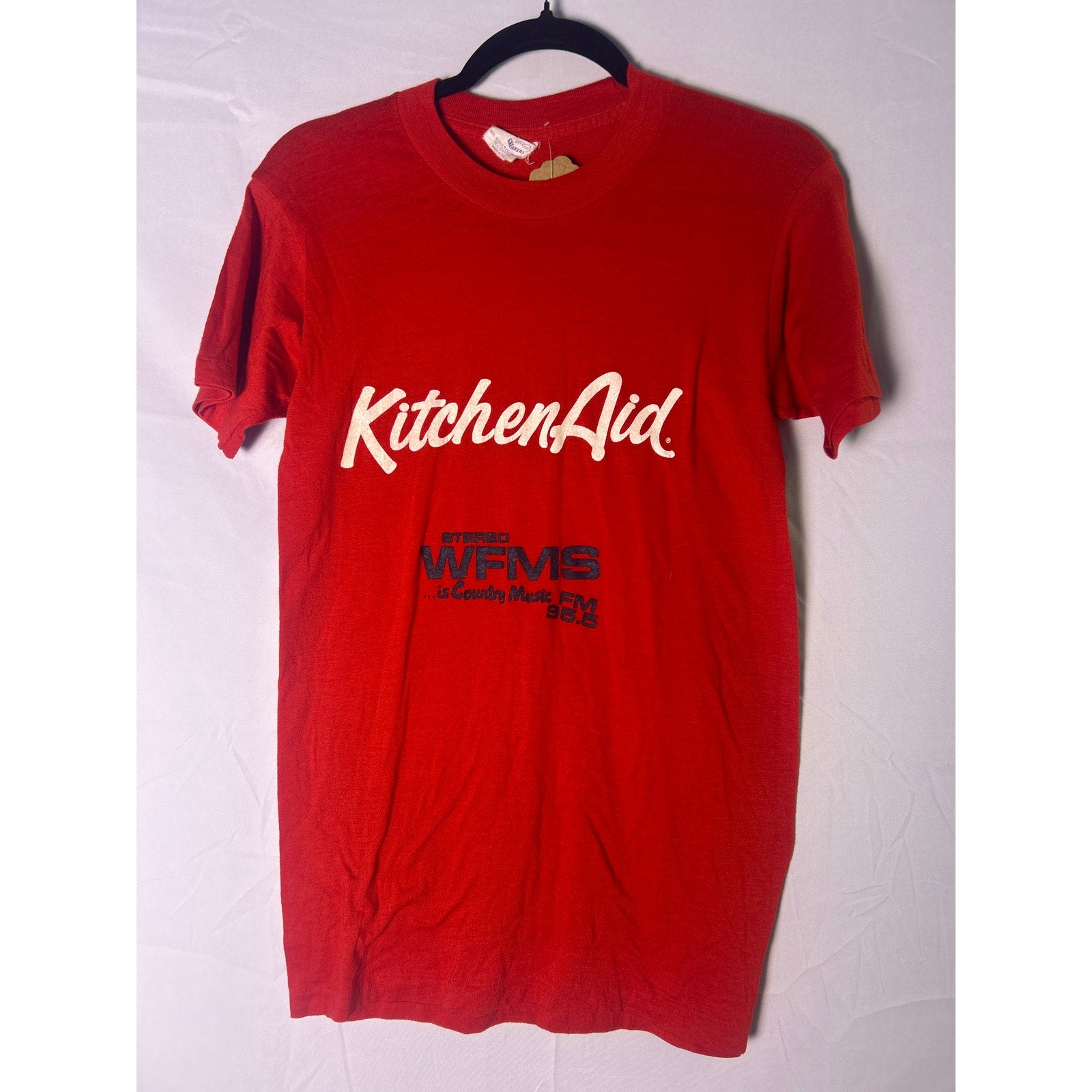 60s/70s Vintage Kitchen Aid WFMS Print Red T-shirt Men's Size Medium