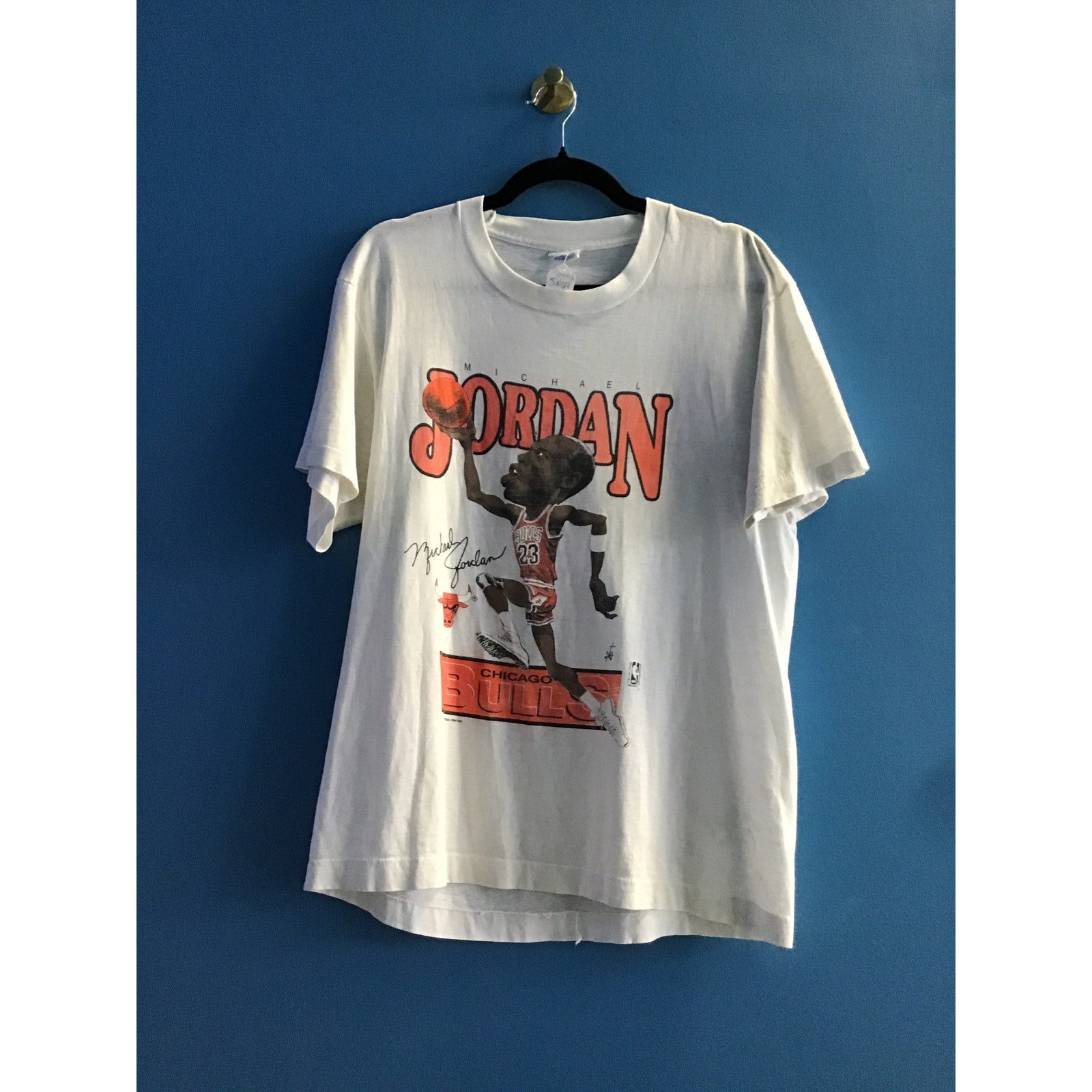 Vintage SALEM NBA Michael Jordan Chicago Bulls #23 White Shirt Men's Size Large