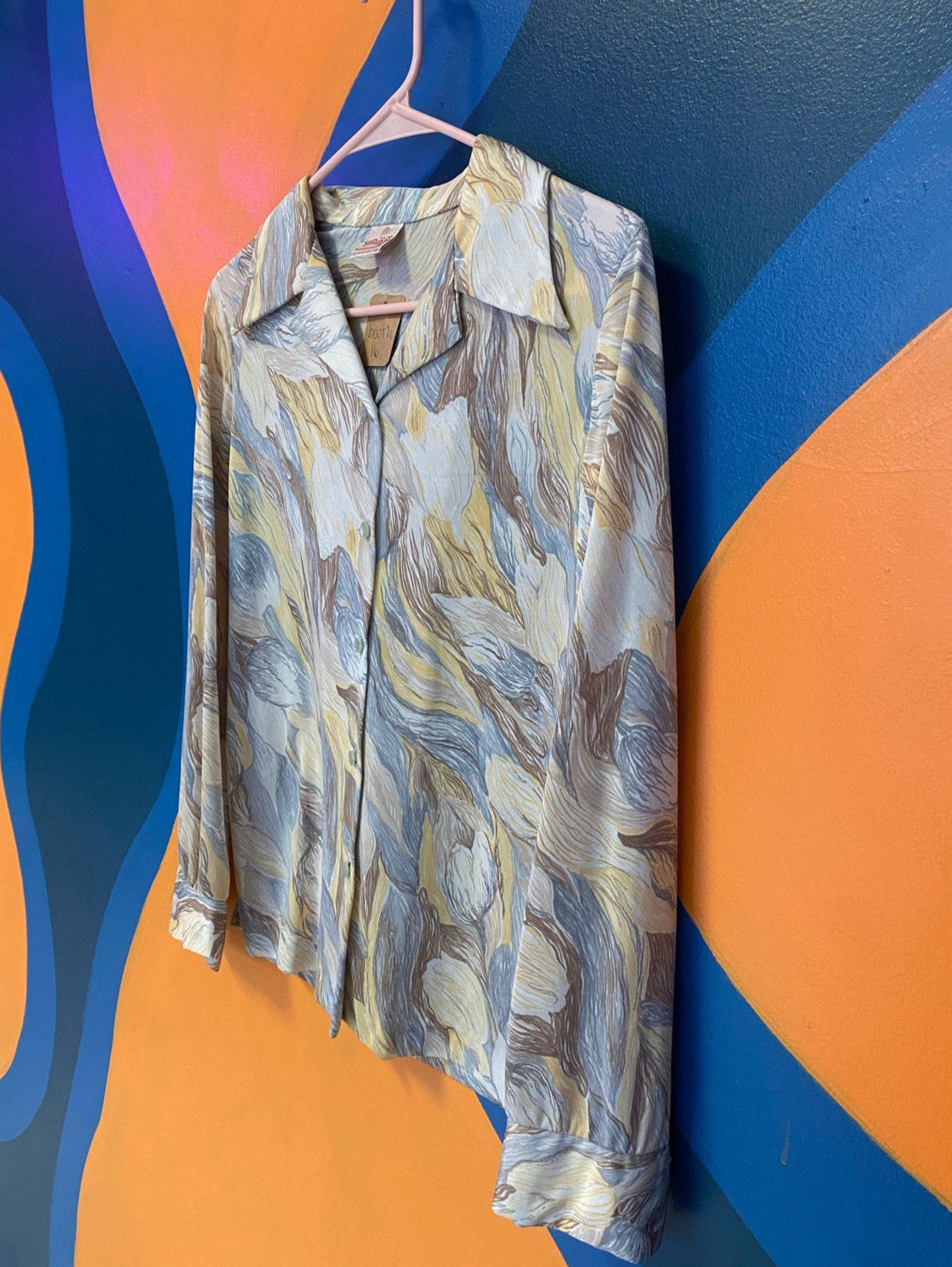 Graff Unique Multicolor Patterned Button Up Blouse long Sleeve Womens Size S-M