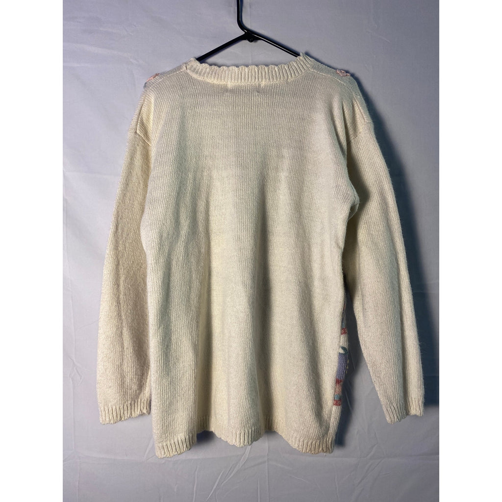 Jantzen Classics Vintage 80s Hand Embroidered Patchwork Floral Sweater Large