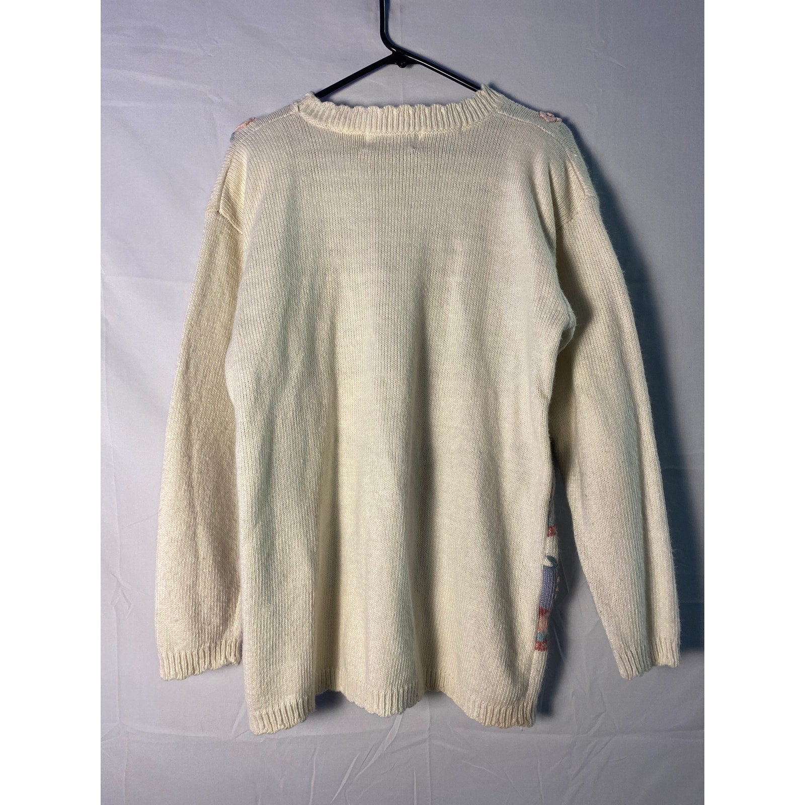 Jantzen Classics Vintage 80s Hand Embroidered Patchwork Floral Sweater Large