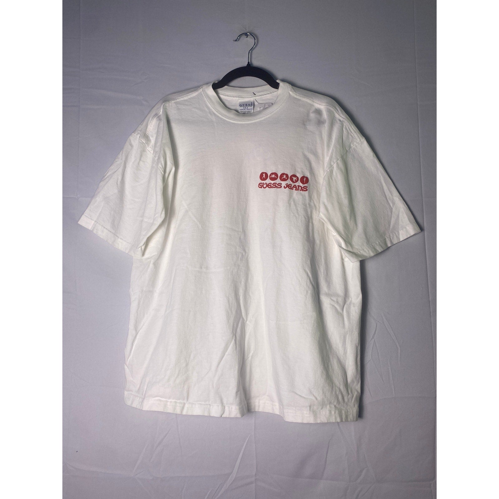 Vintage Jeans Crew Neck Chest Pocket White T-shirt Men's Size XL