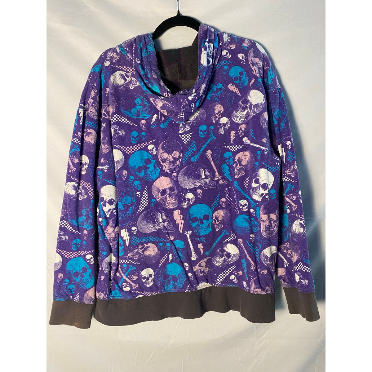 Hybrid Purple Skull Reversible AOP Zip-Up Hoodie