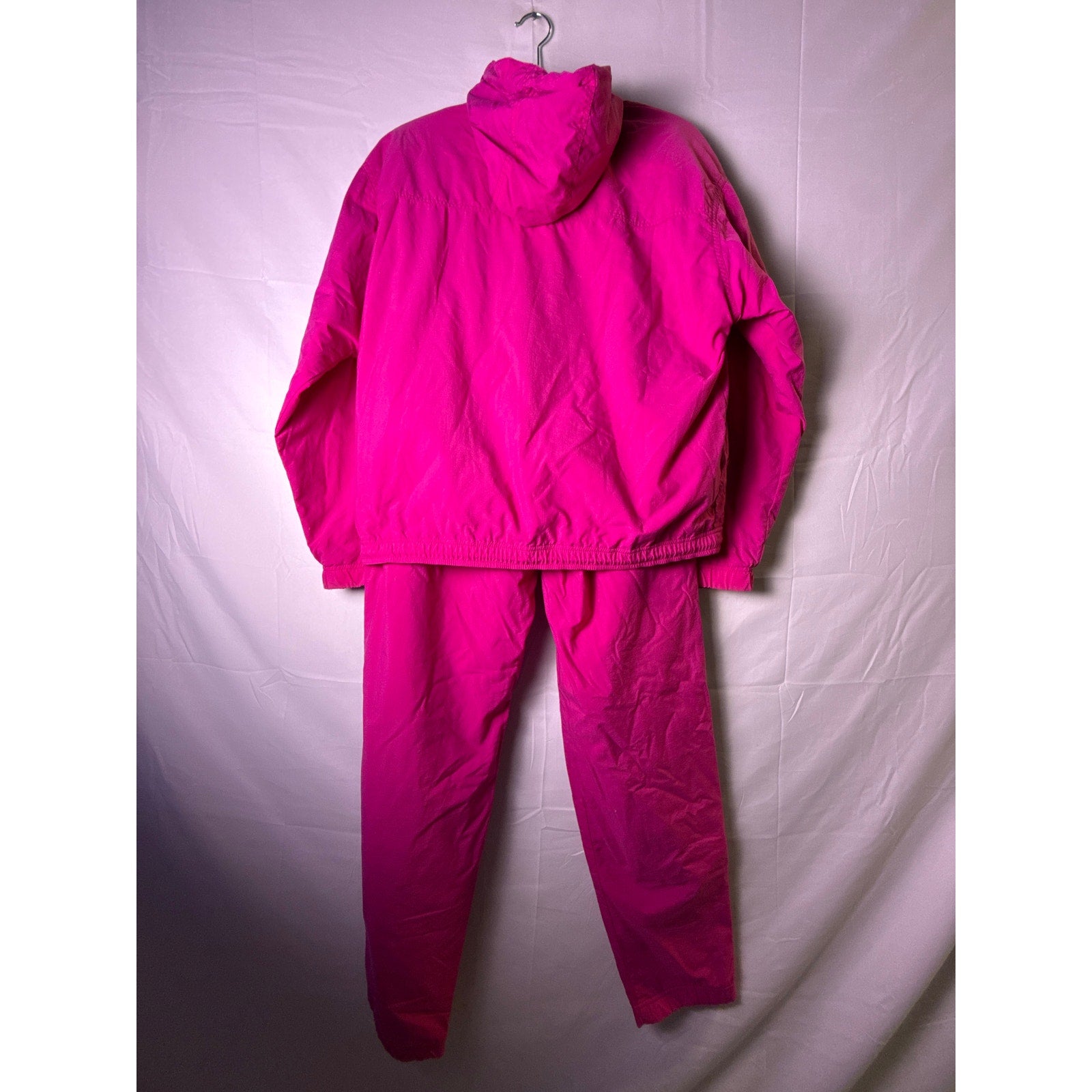 Vintage Duffel Sportswear Pink Tracksuit Button Hoodie Straight Pant Size Medium