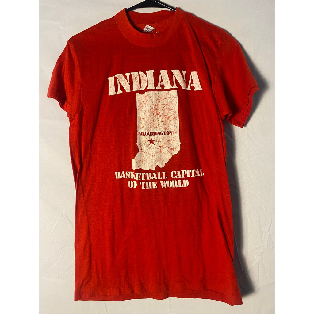 Vintage 80s LOGO 7 IU Indiana University Red Basketball Shirt Men's Size Small