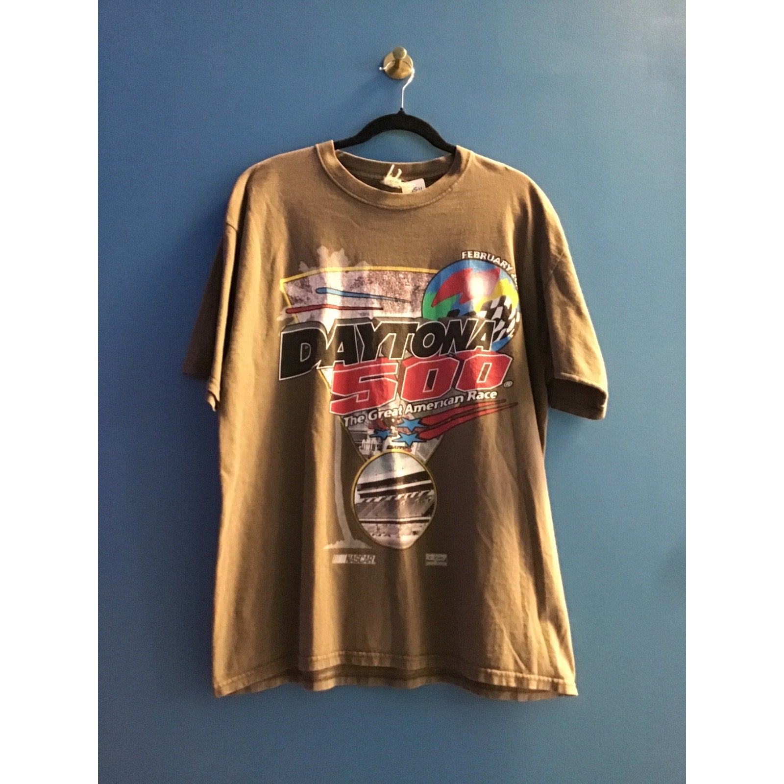 Vintage NASCAR 2000 Daytona 500 Double Sided Brown T-Shirt Men's Size XL