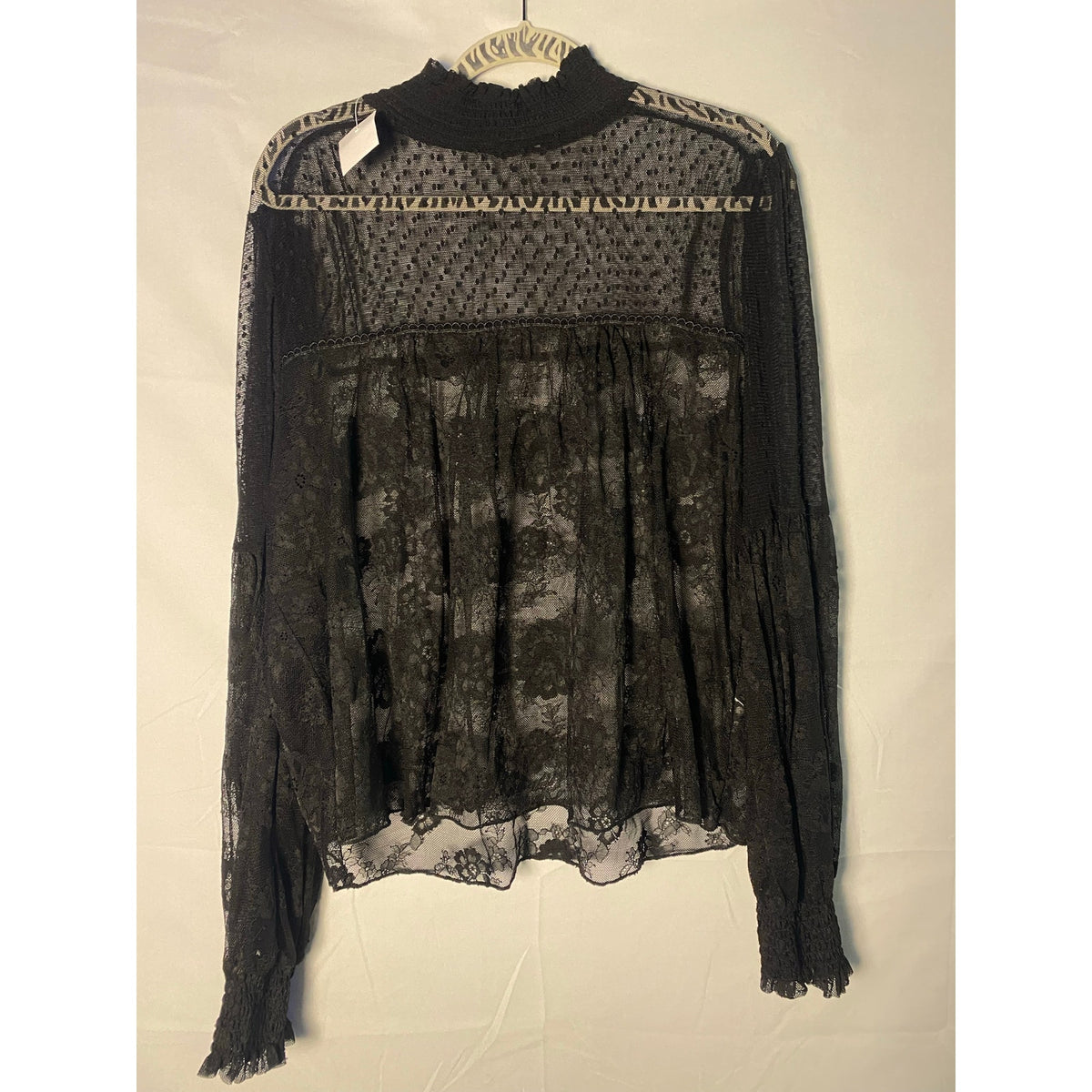 Forever 21 Black Floral Sheer Lace Long Sleeve Sheer Top Women's Size 3XL